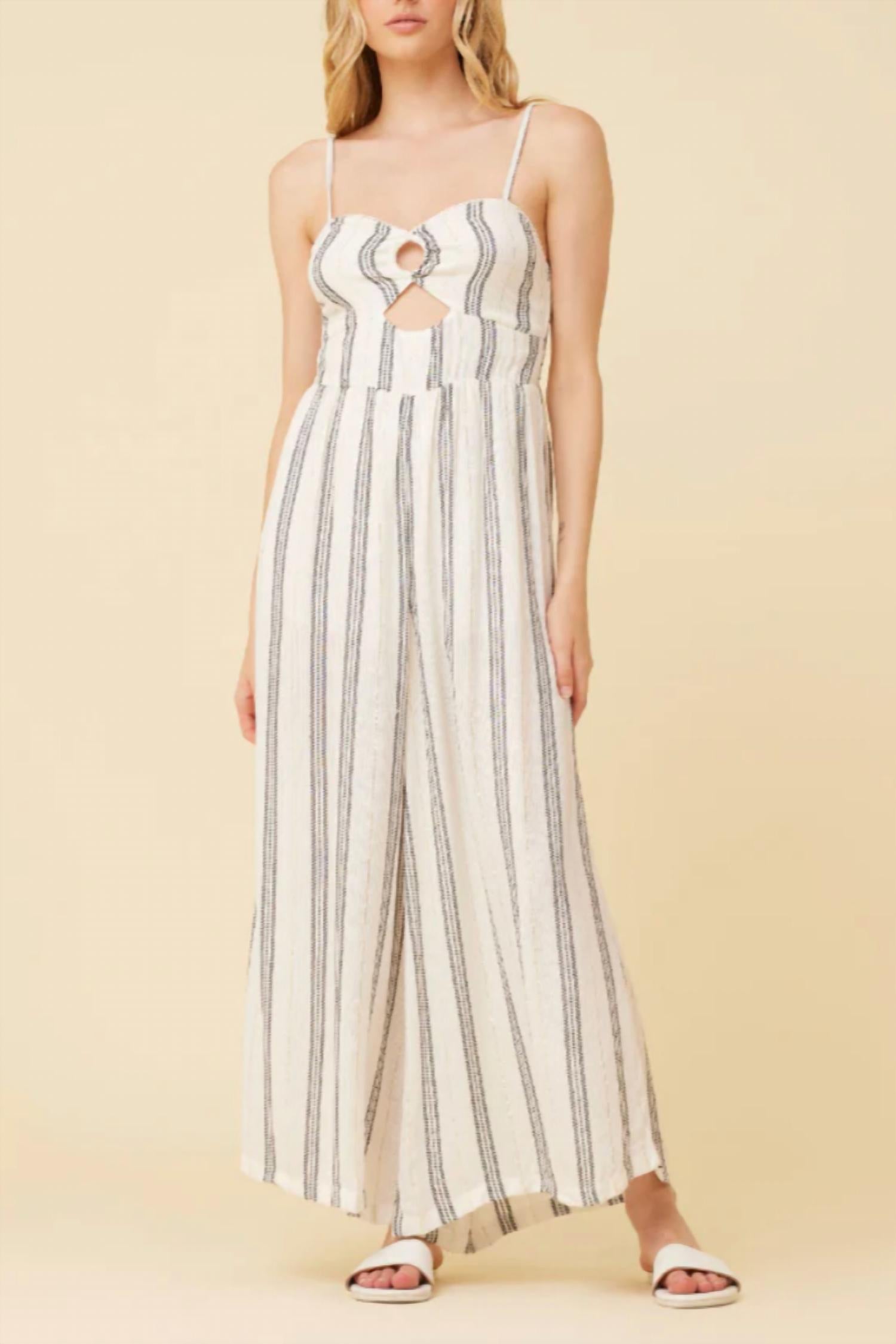 Shop Surf Gypsy Lurex Stripe Jumpsuit In White