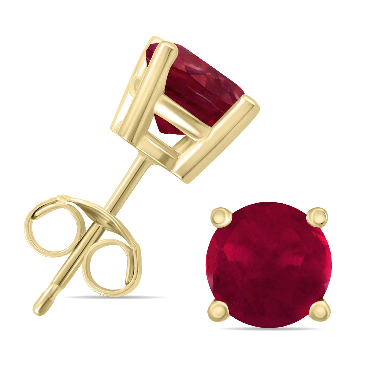 Sselects 14k 5mm Round Ruby Earrings In Burgundy