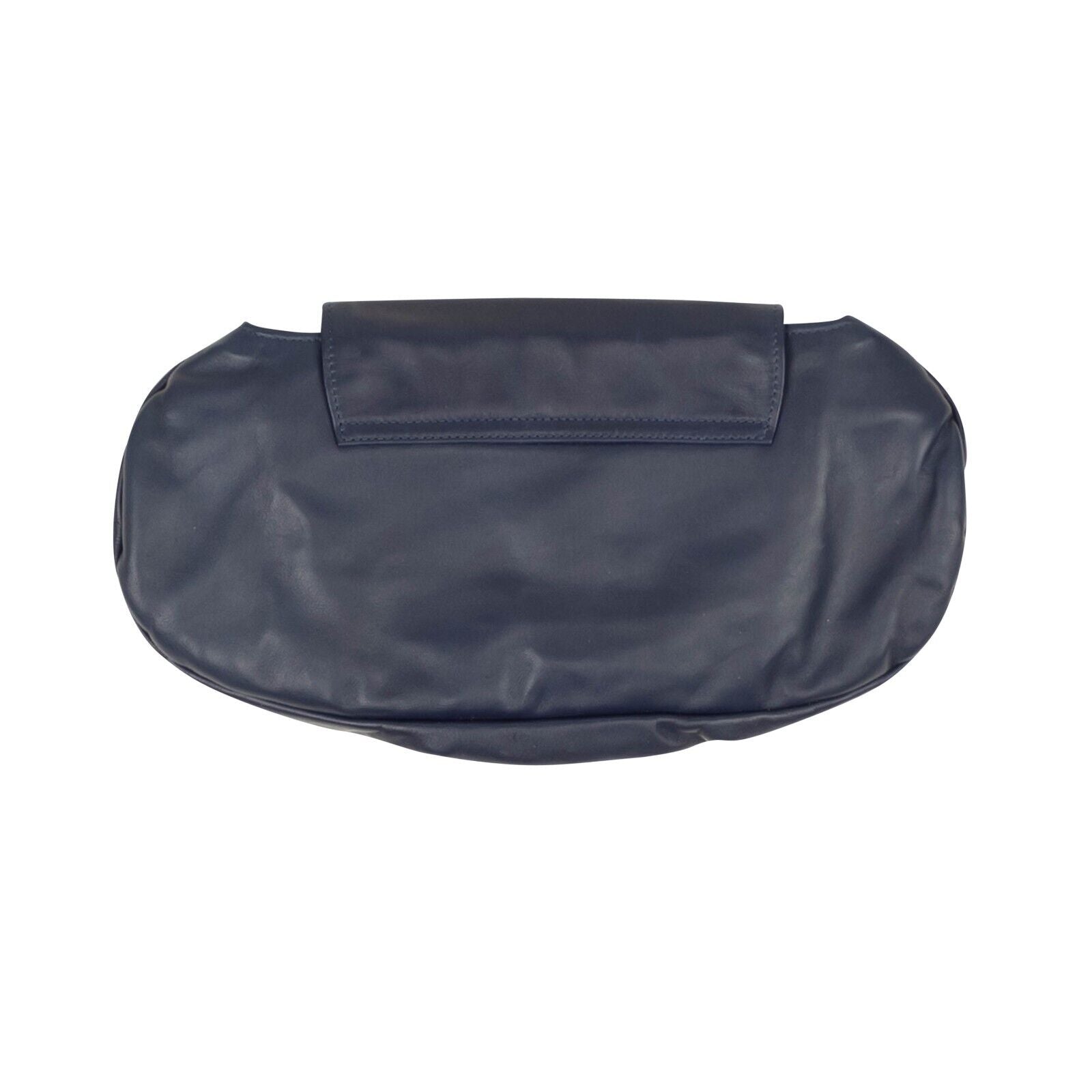 Orciani Damaged Navy Blue Leather Clutch Bag In Black