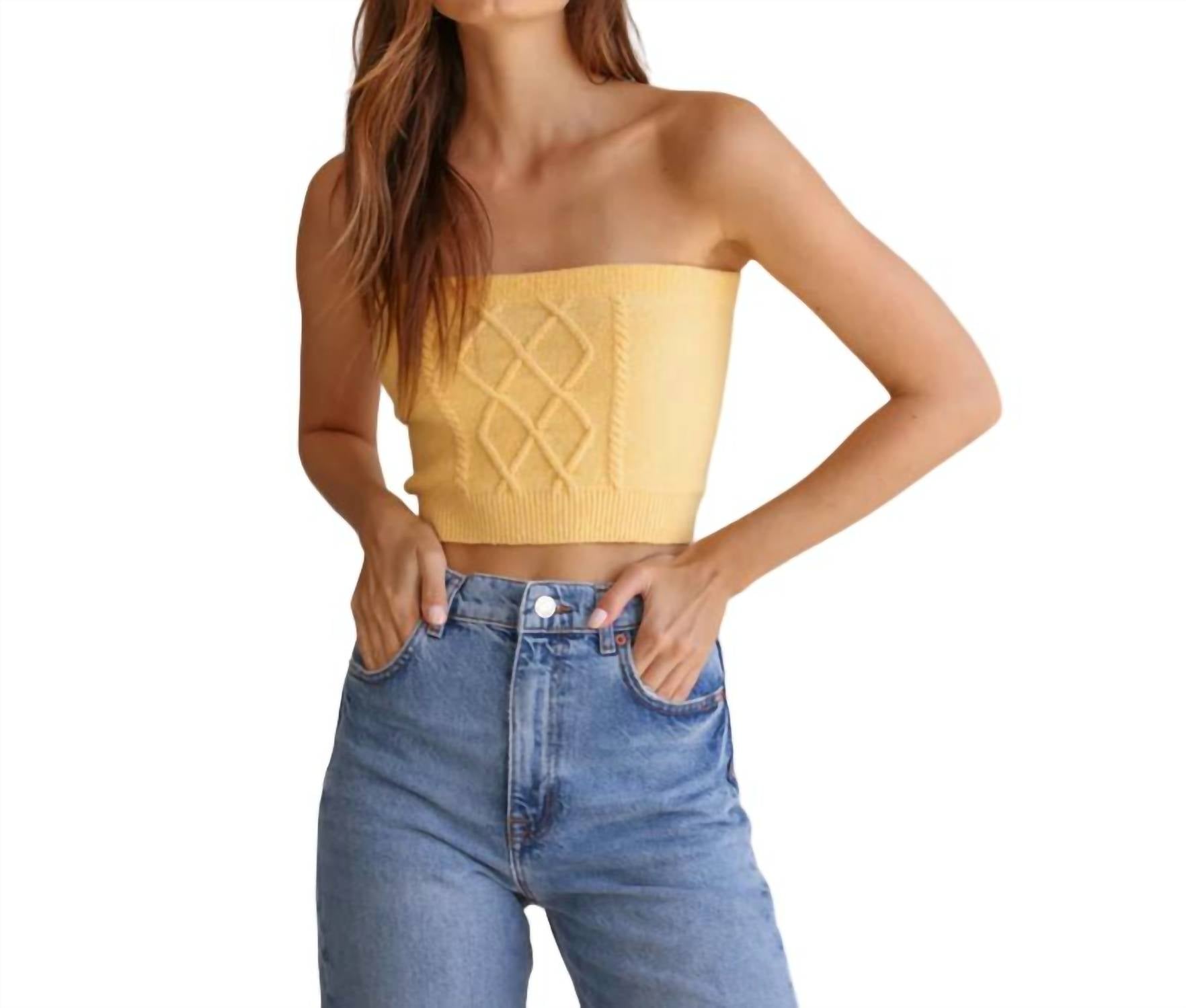 Knititude Liv Knit Tube Top In Mango In Yellow