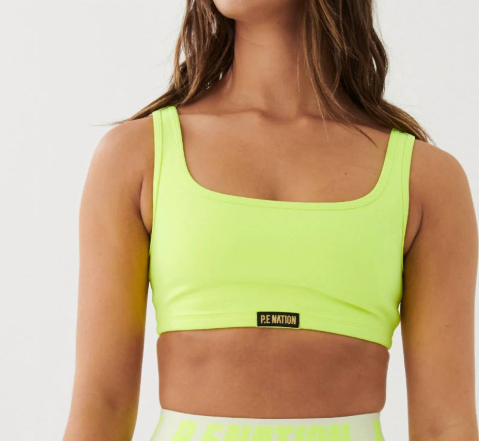 P.e Nation Clubhouse Sports Bra In Safety Yellow