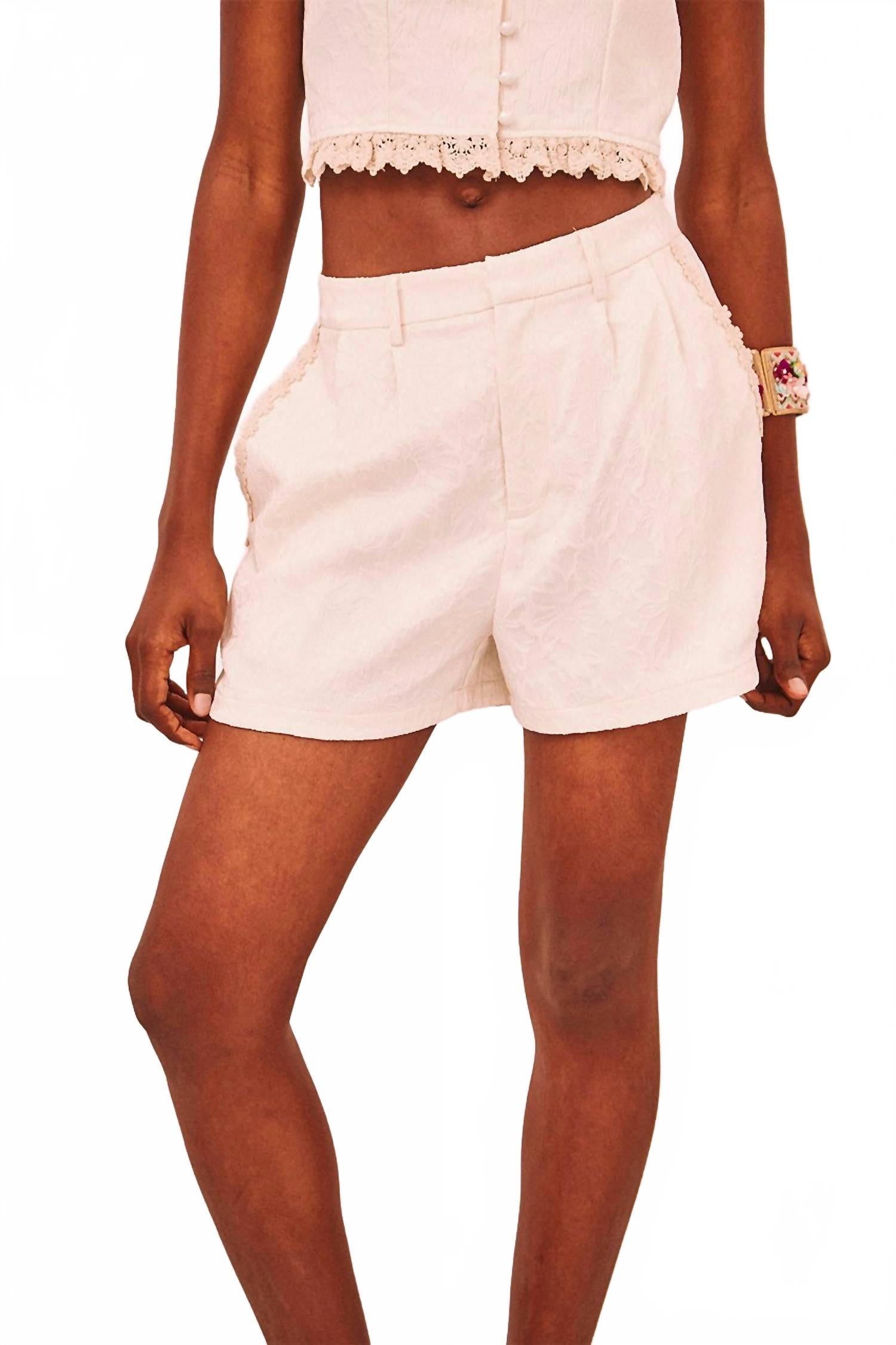 Nekane Crochet Short In Ivory In Multi