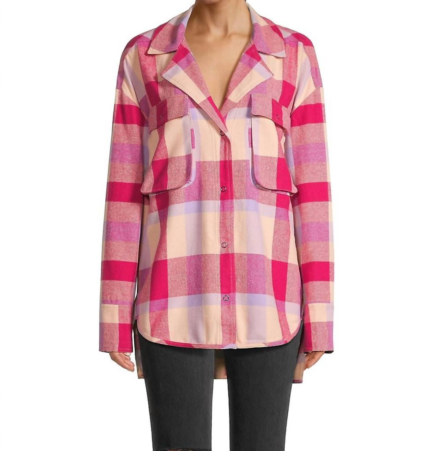 Shop Free People Izzie Cargo Shirt In Red In Pink