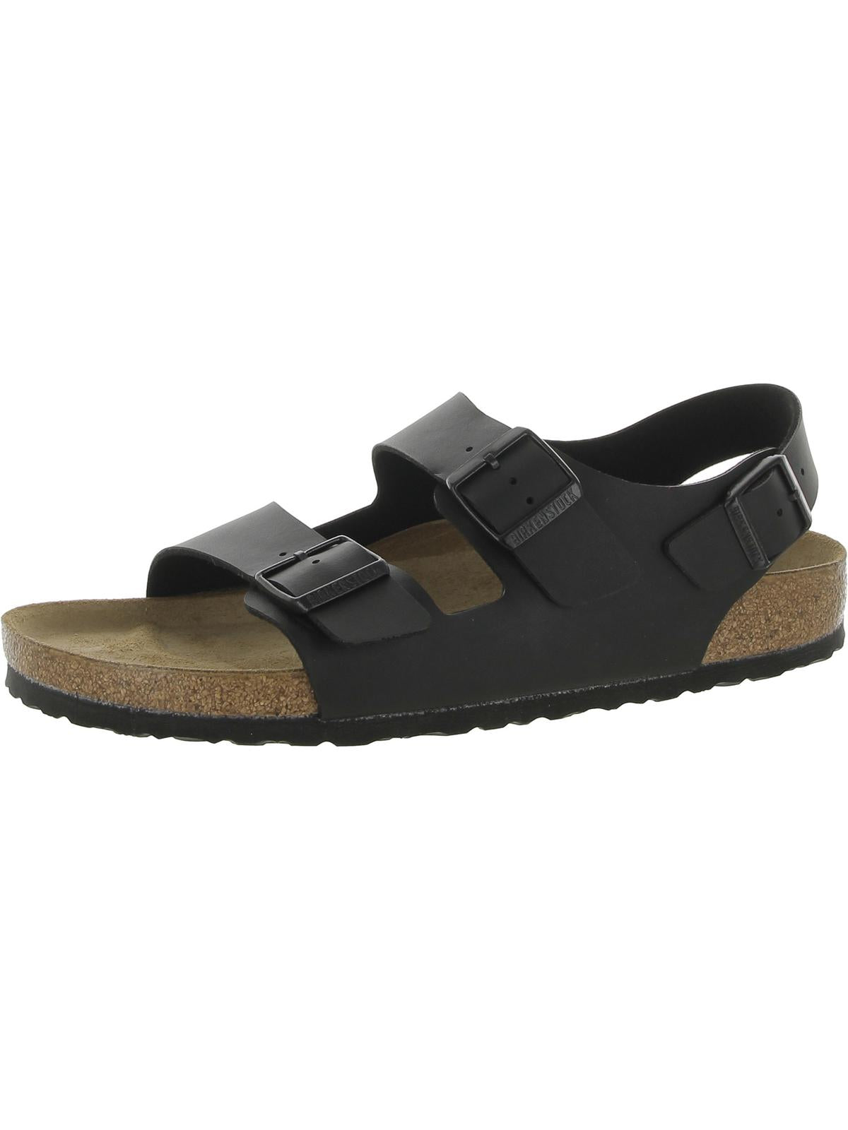 Shop Birkenstock Mens Leather Slip On Slide Sandals In Black