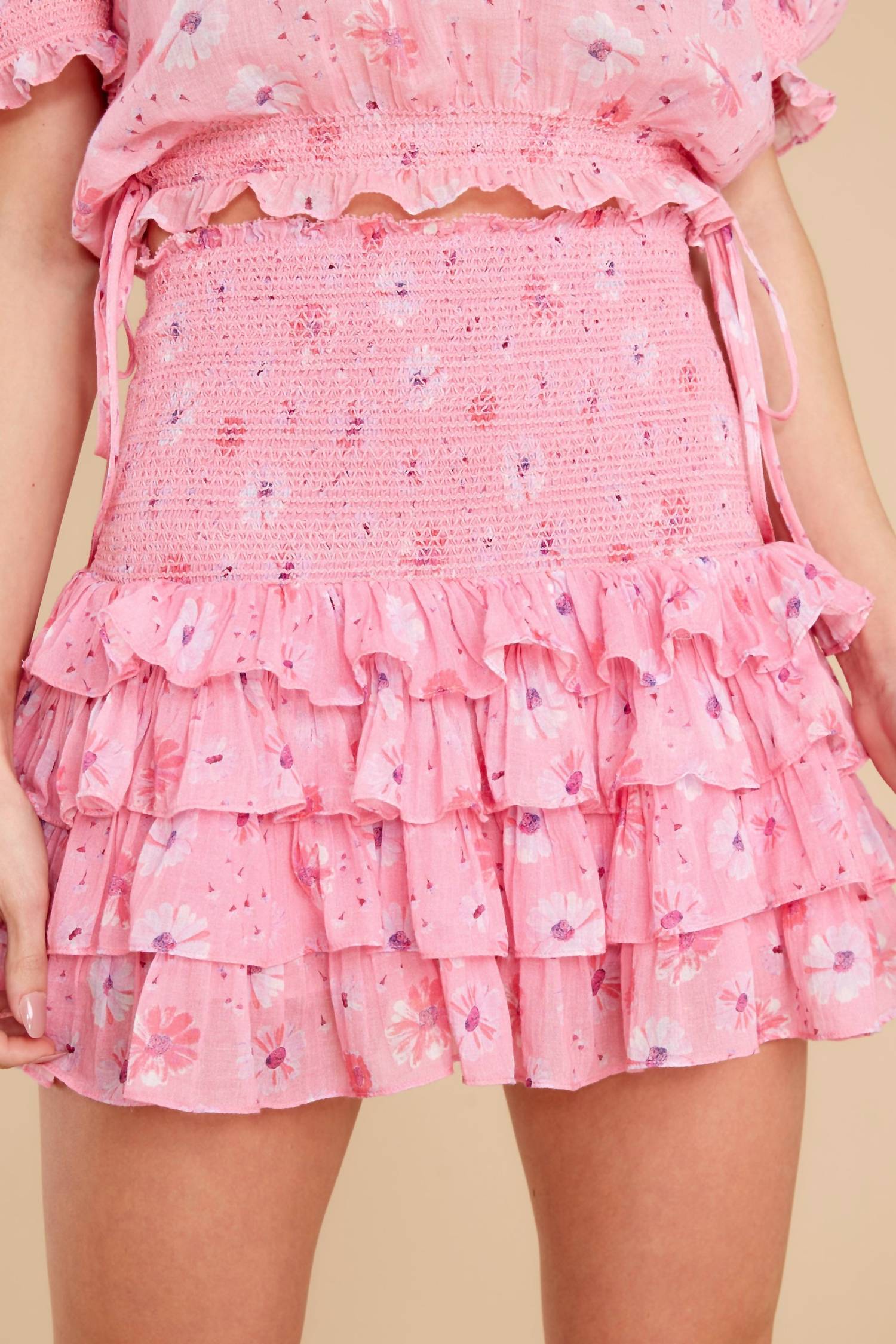 Shop Loveshackfancy Yorkie Skirt In Coral Blaze In Pink