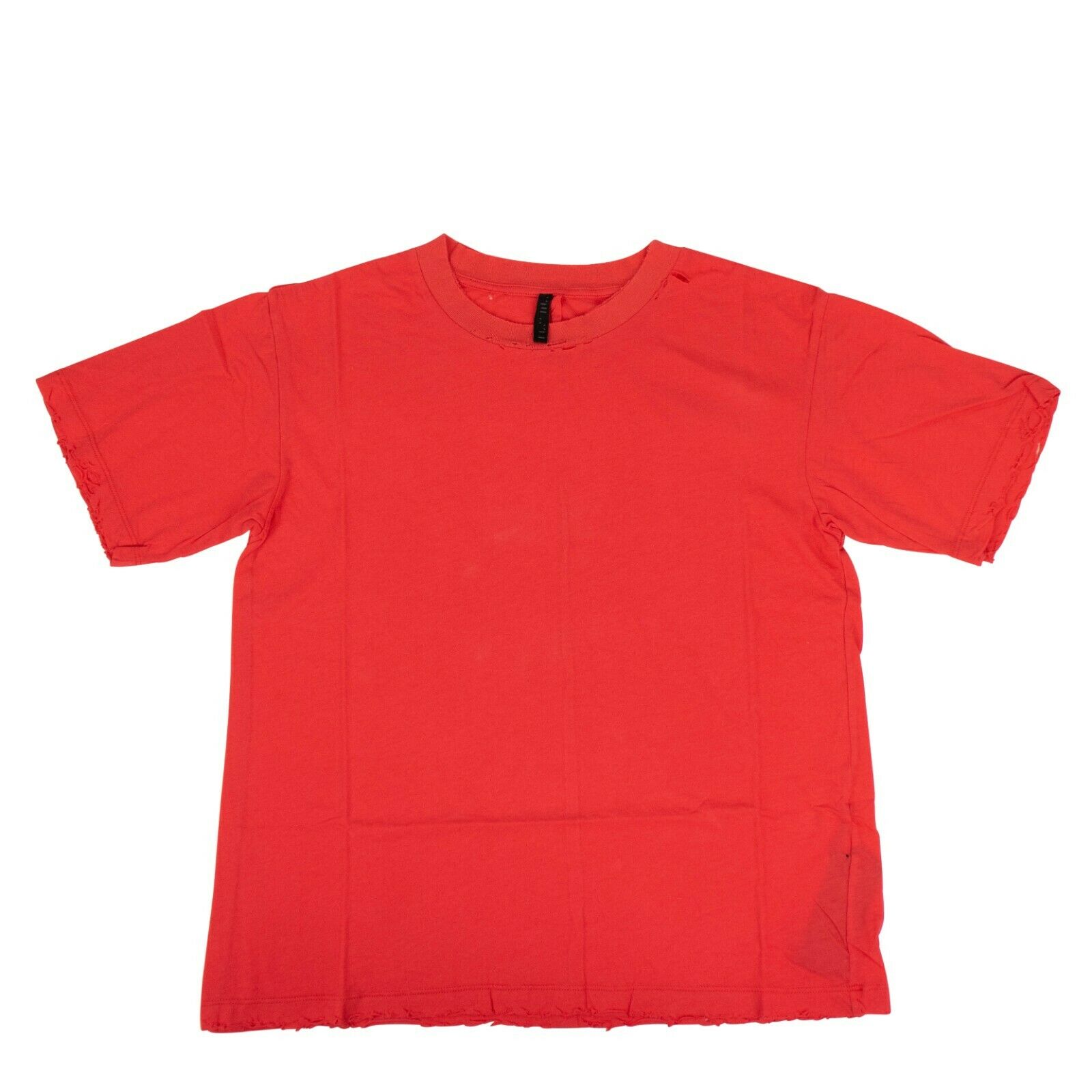 Ben Taverniti Unravel Project Cotton Distressed Short Sleeve T-shirt Top - Red