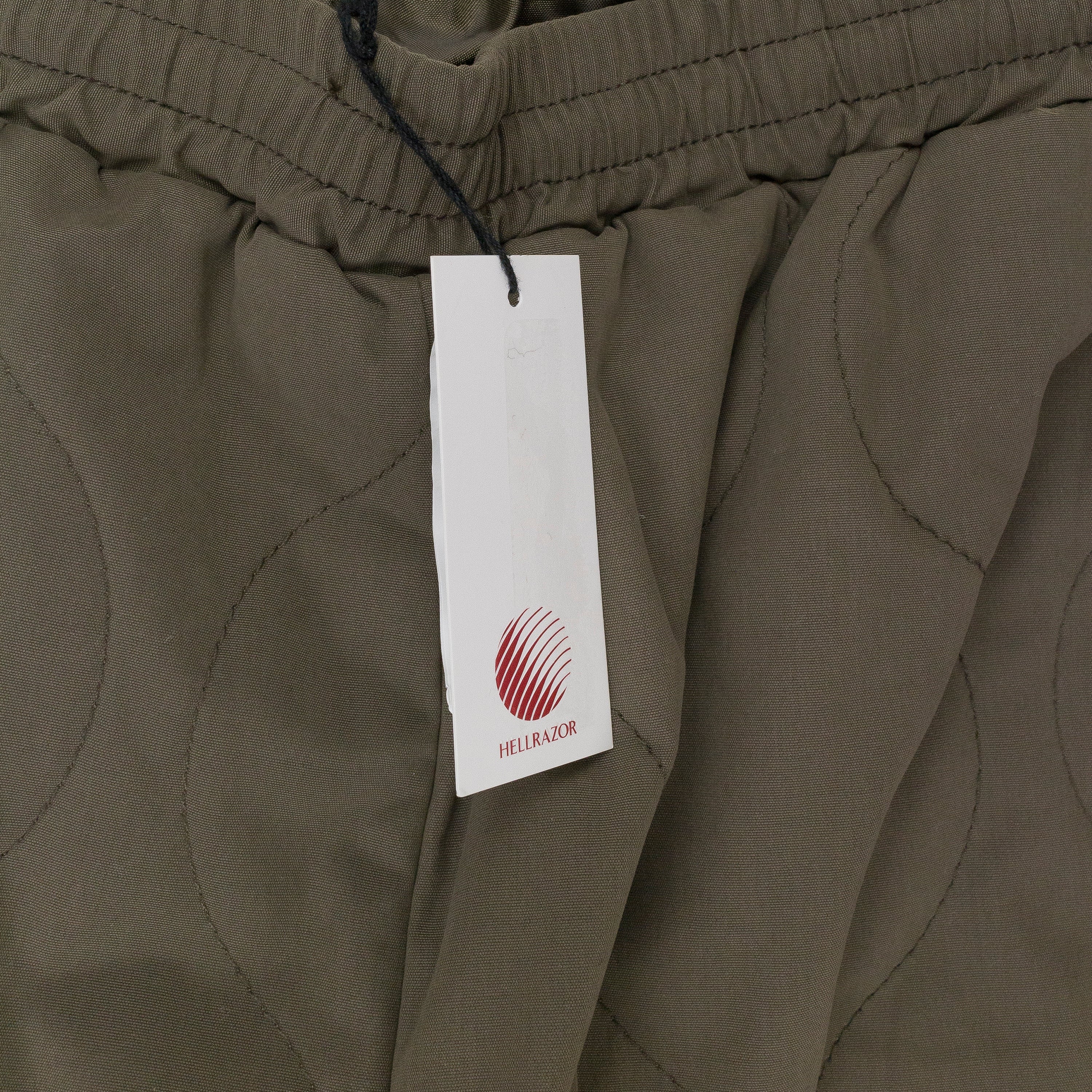 Hellrazor Wave Quilted Army Green Joggers In Green