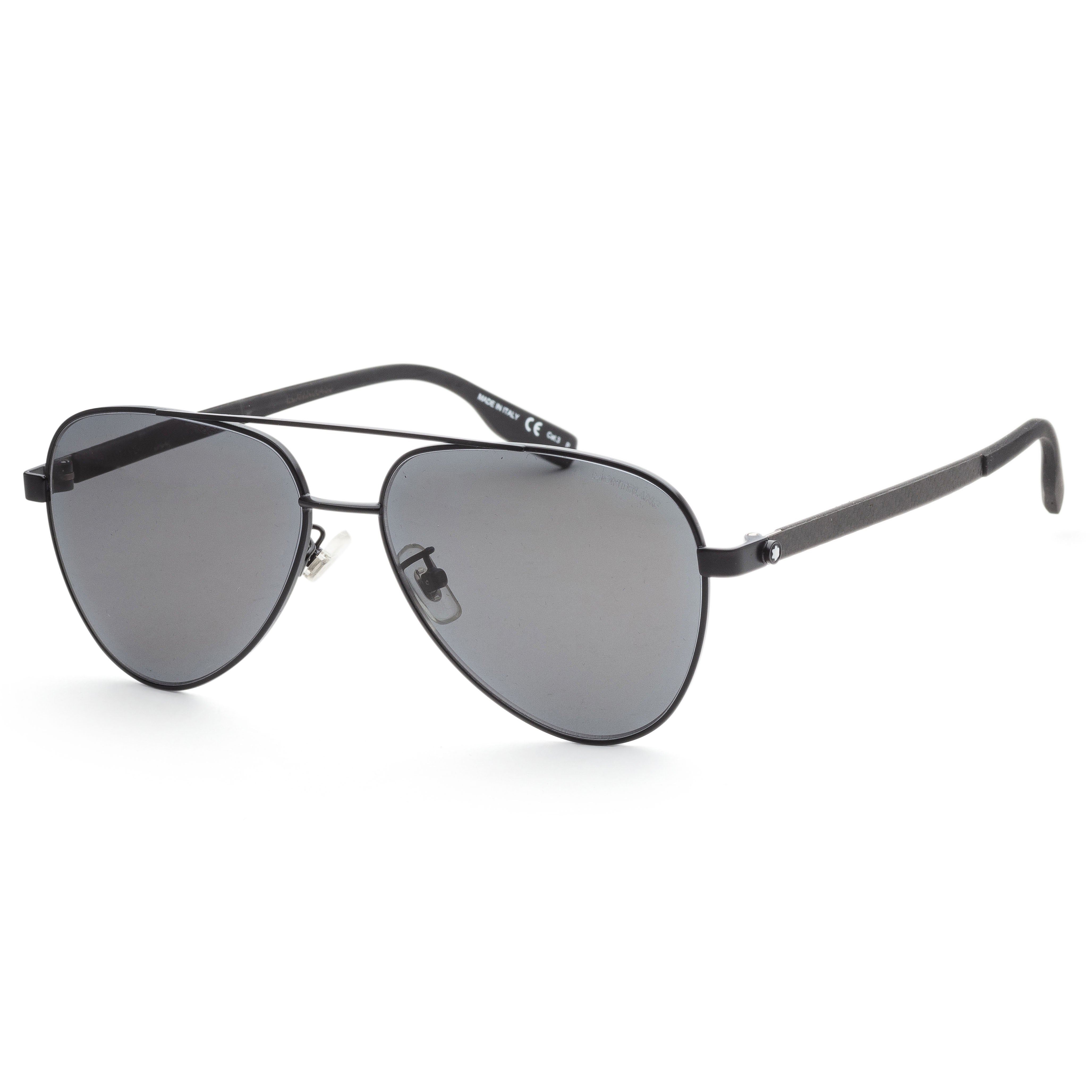 Mont Blanc Montblanc Men's 59mm Semimatte Sunglasses Mb0182s-005-59 In Black