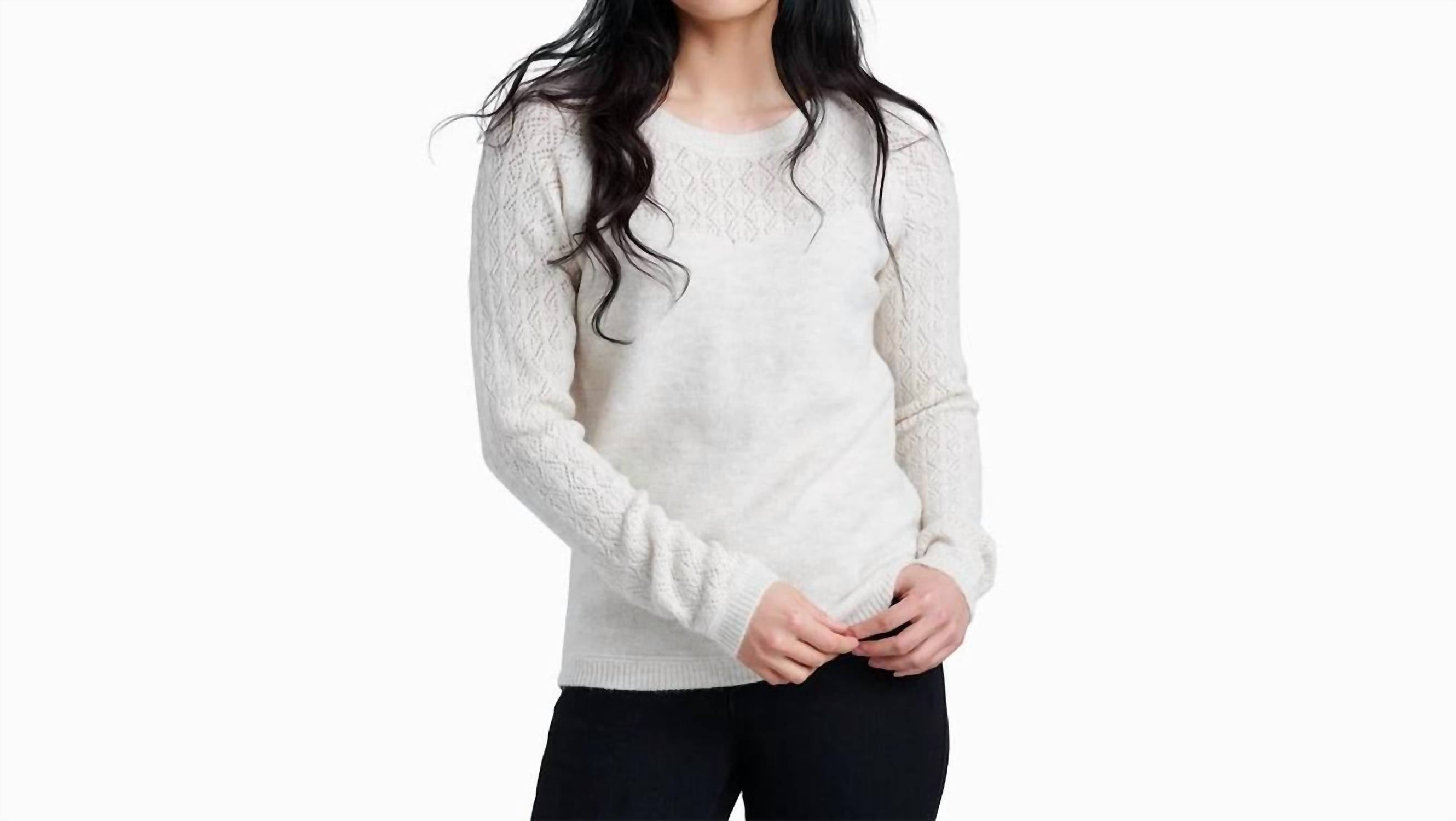 Shop Kuhl Sonata Pointelle Sweater In Stone In White