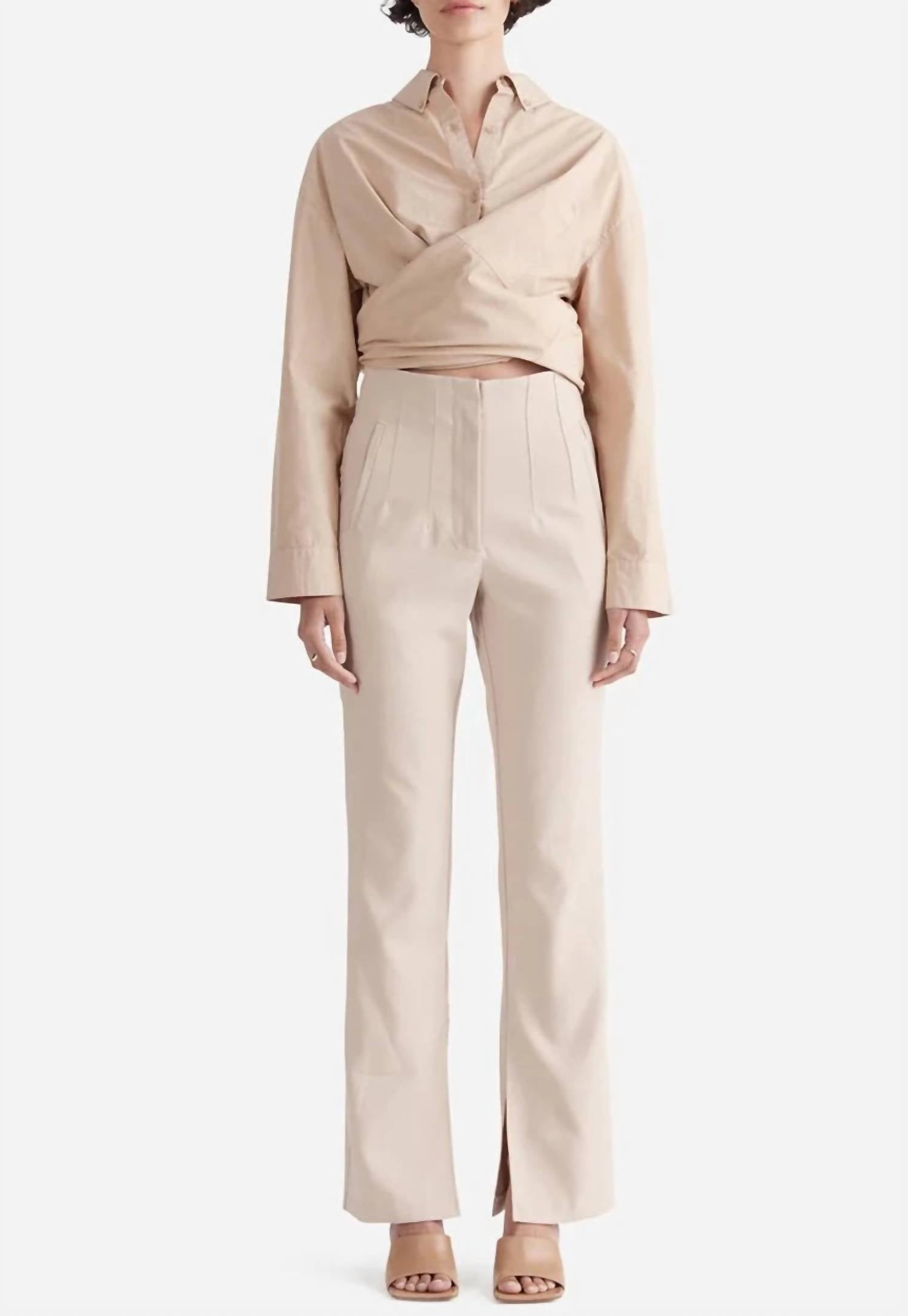 Shop Ena Pelly Halle Split Leg Pant In Cream In Beige