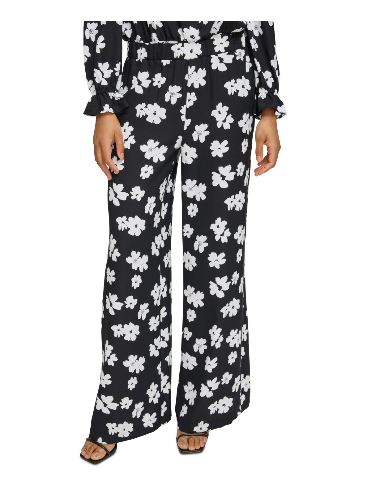 Karl Lagerfeld Womens Floral Print Polyester Wide Leg Pants In Multi