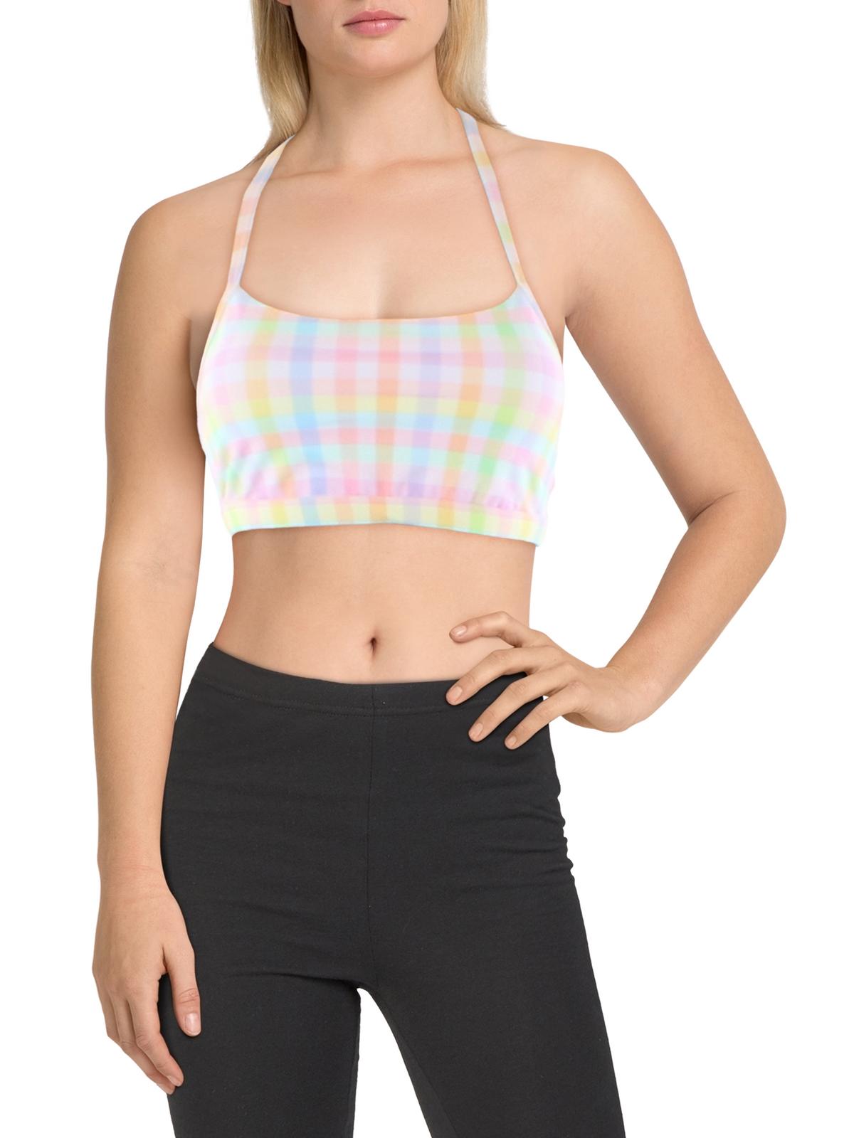 Shop Beyond Yoga Womens Gingham Fitness Sports Bra In Multi