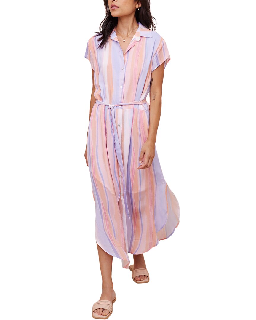 Shop Bella Dahl Cap Sleeve Rounded Hem Maxi Shirt Dress In Pink