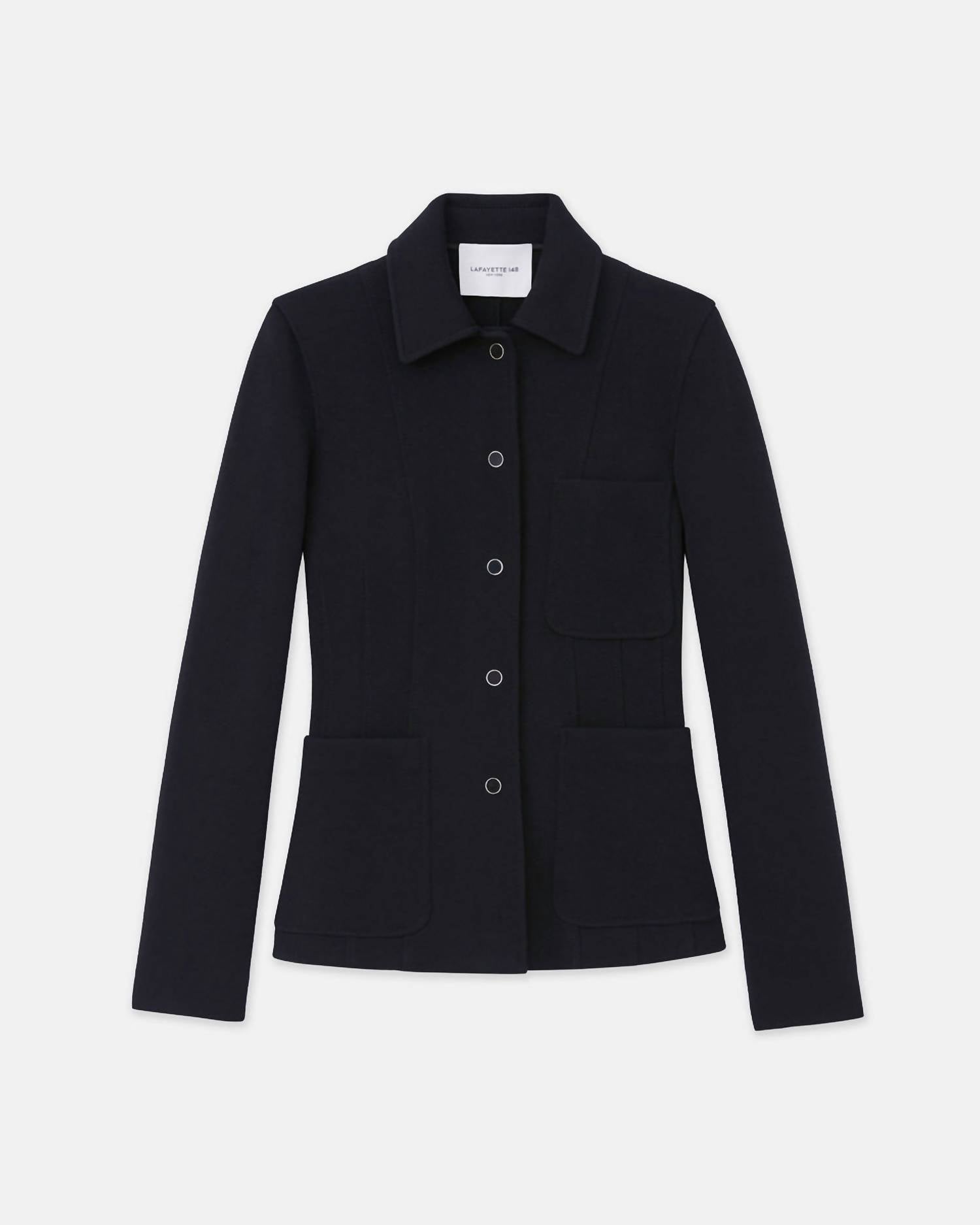 Shop Lafayette 148 Women's Structured Wool Jersey Jacket In Black