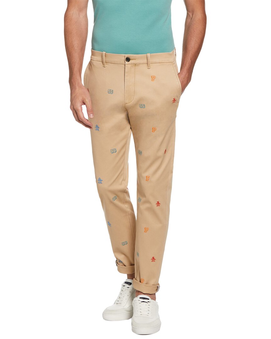 Original Penguin Embroidered Pete Flat Front Chino In Multi