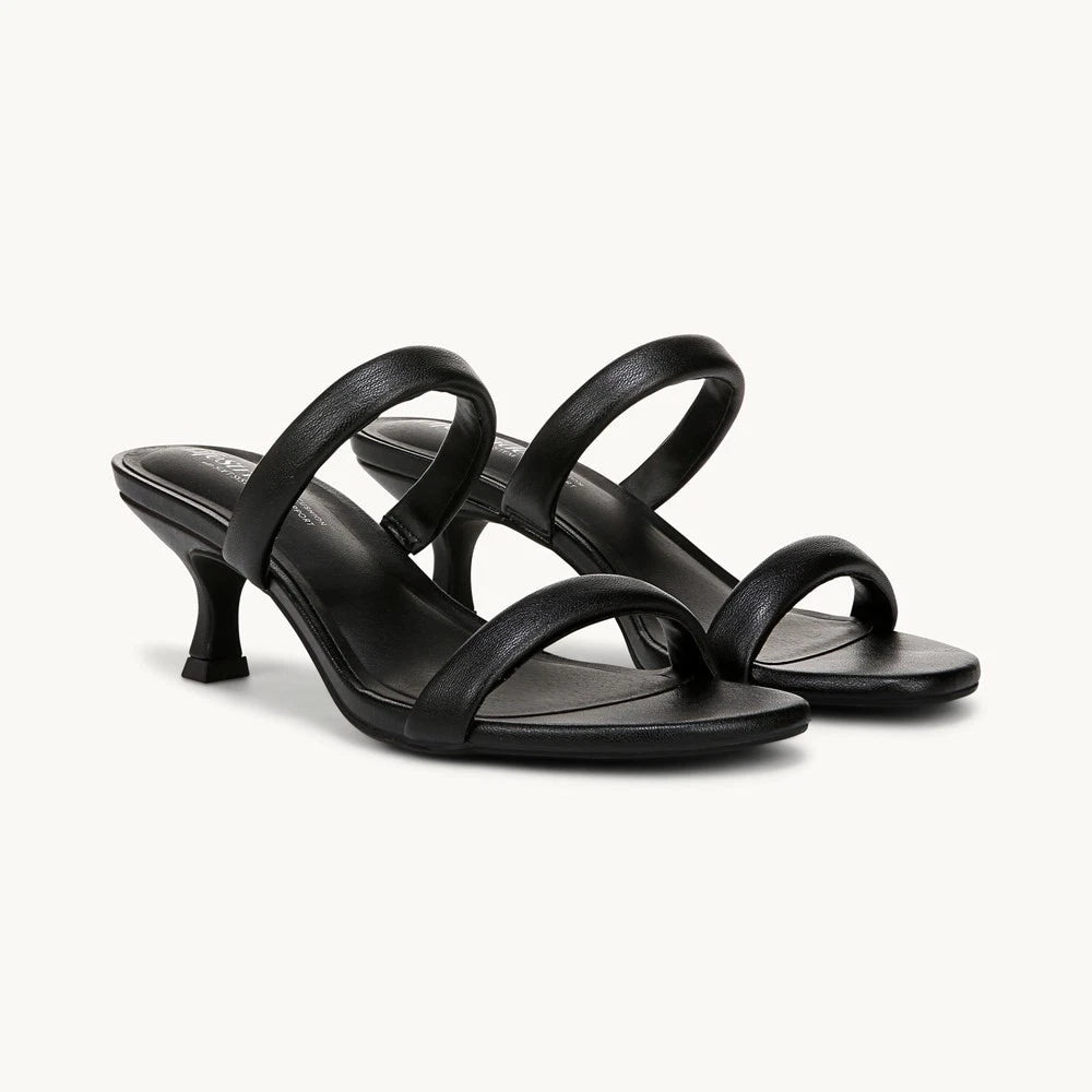 Lifestride Nalani Dress Sandal Women's Black Faux Leather Kitten Heel Gal1584