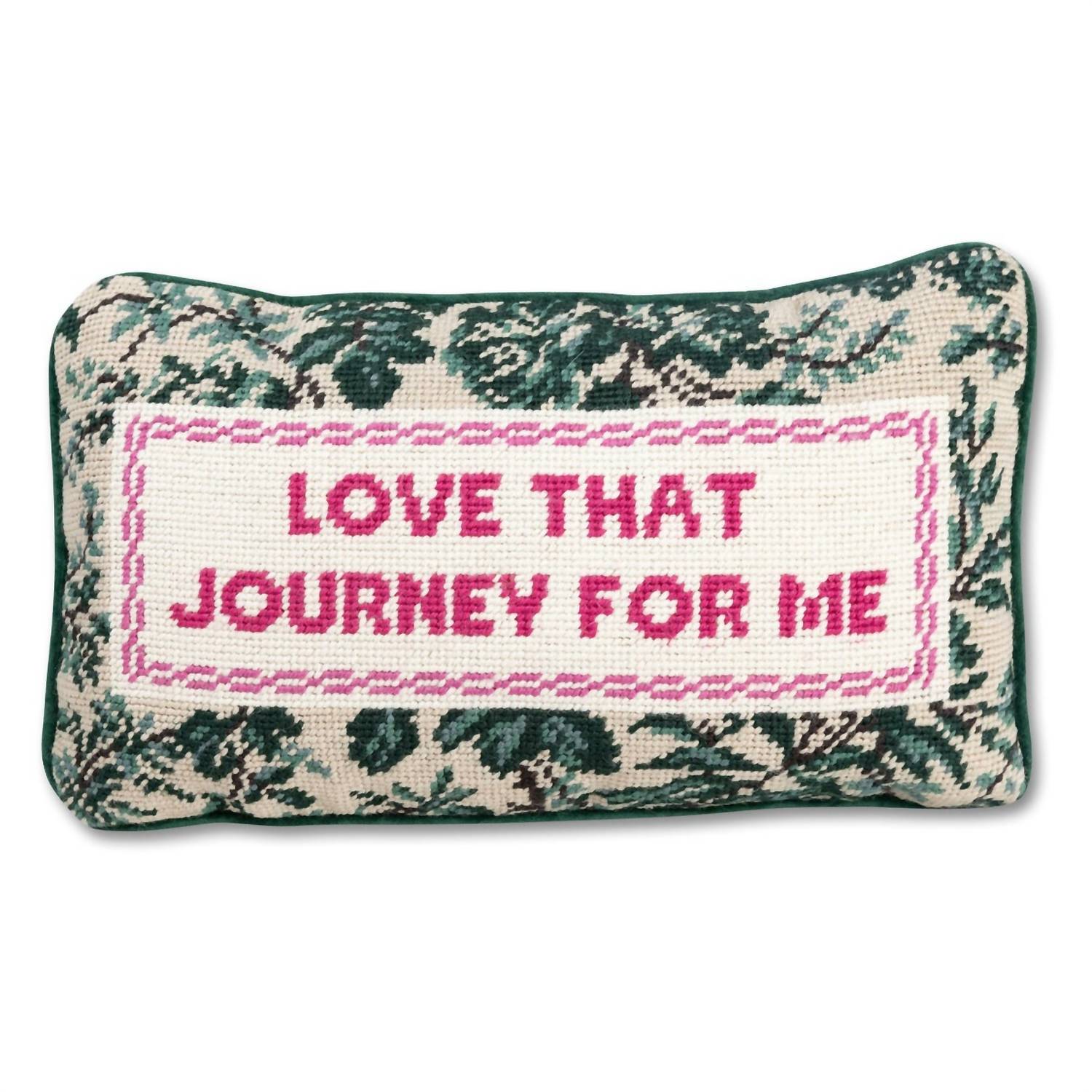 Shop Furbish Studio Love That Journey Needlepoint Pillow In Dark Green