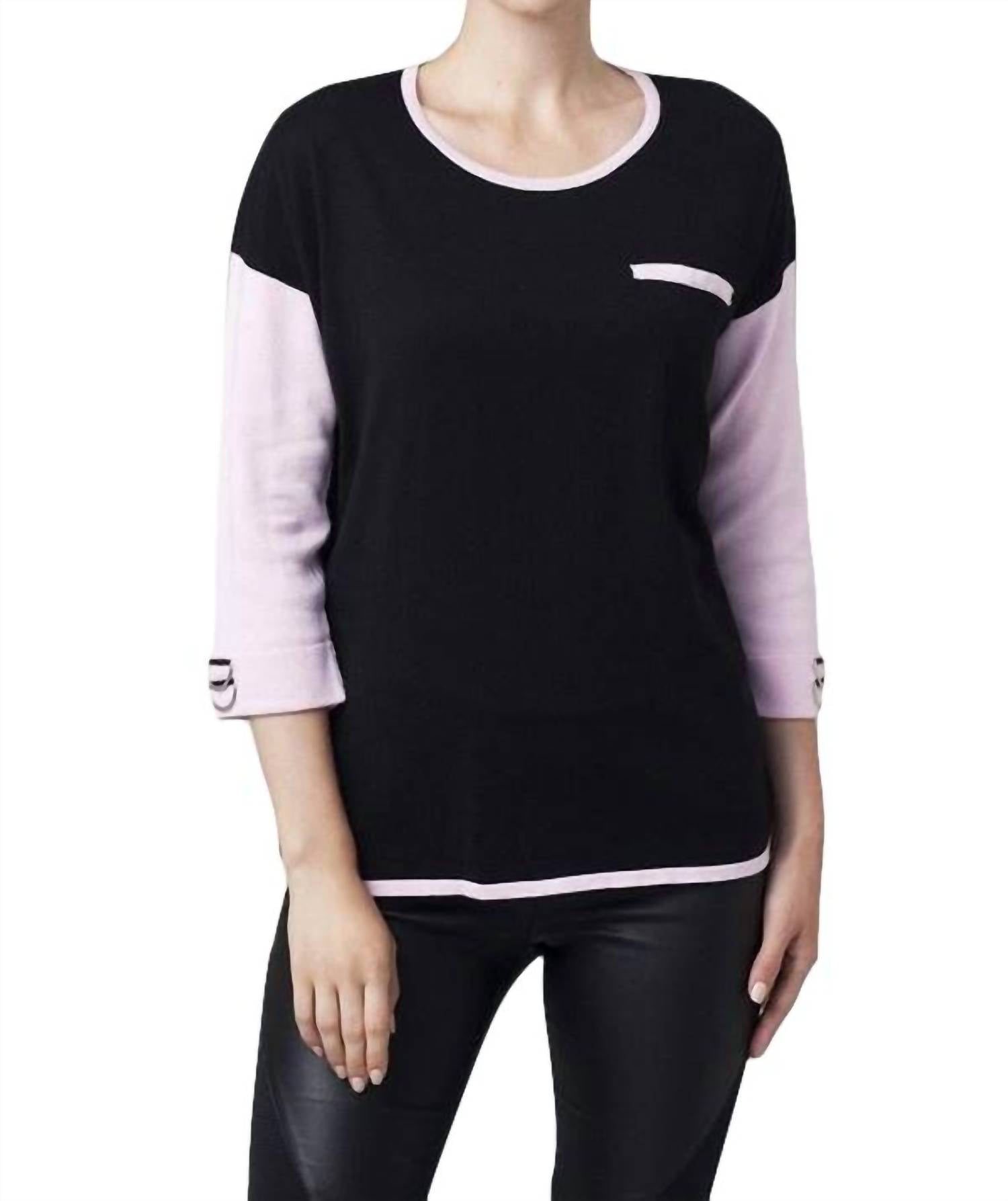 Shop Angel 2-tone Sweater In Blac/pink In Black