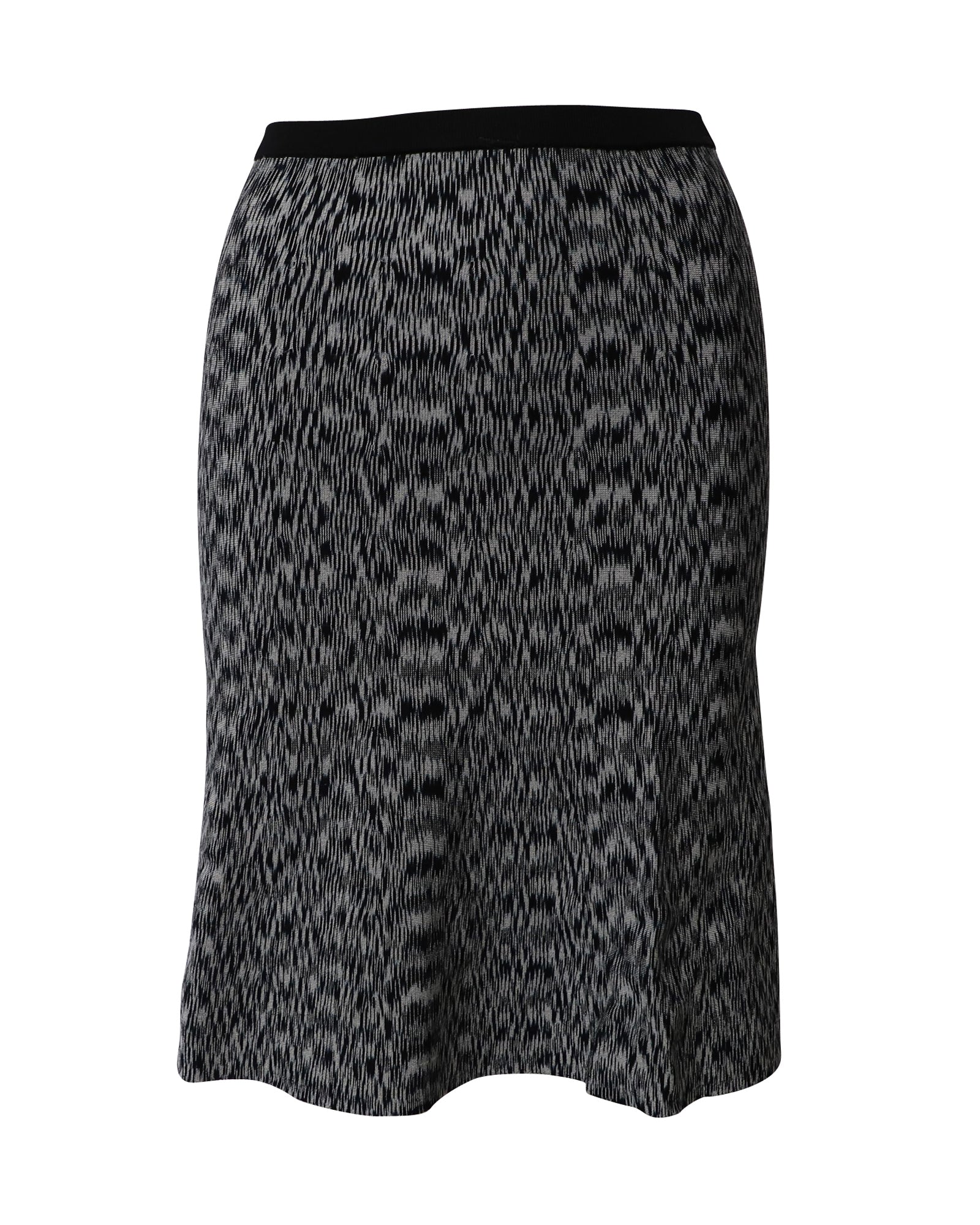 Image of Sandro Paris Geometric Flared Knee-length Skirt in Black Viscose