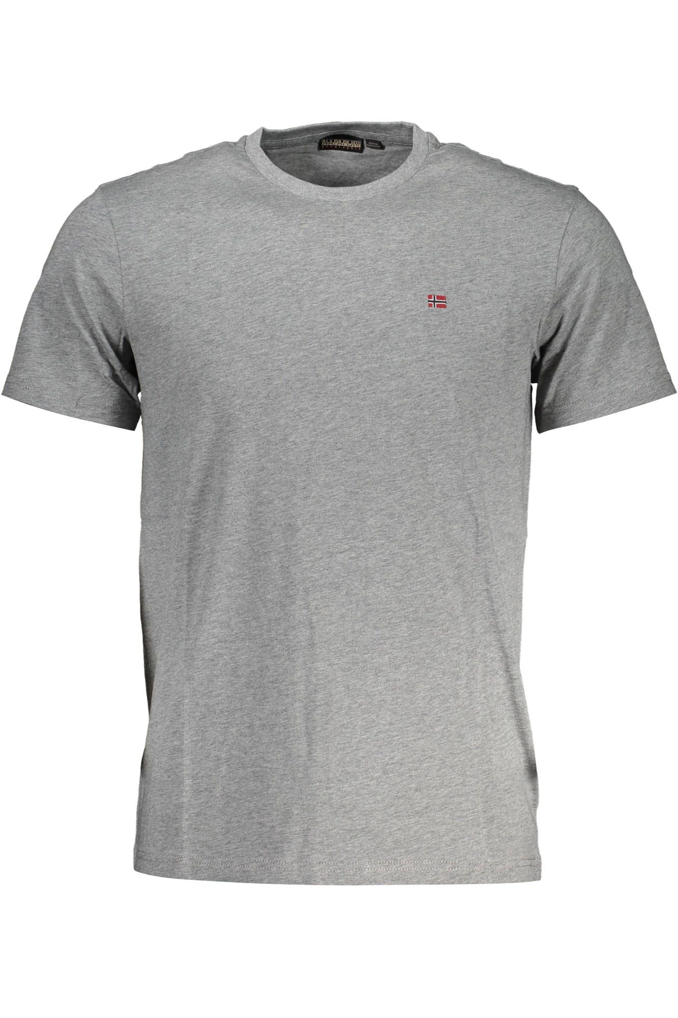 Napapijri Embroide Logo Cotton Men's T-shirt In Gray