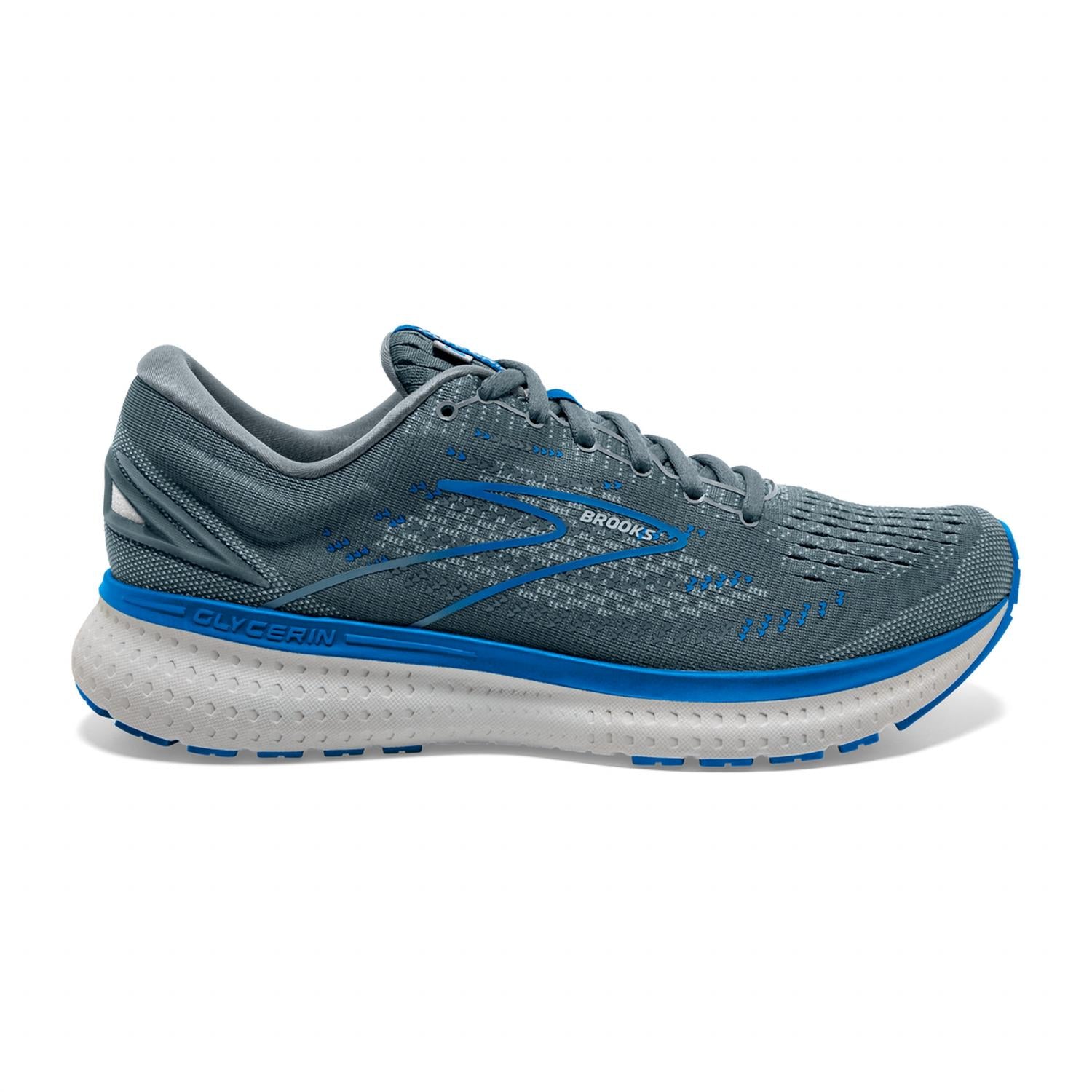 Shop Brooks Men's Glycerin 19 Running Shoes - D/medium Width In Quarry/grey/dark Blue