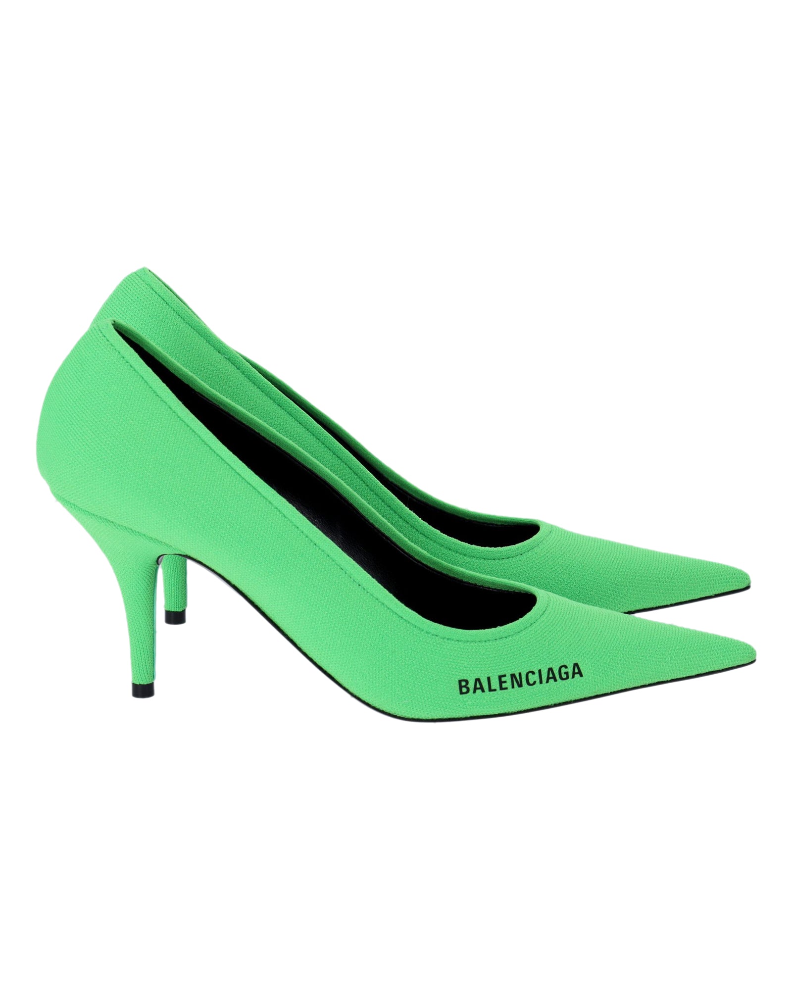 Image of Balenciaga Knife Knit Pumps in Green Polyamide