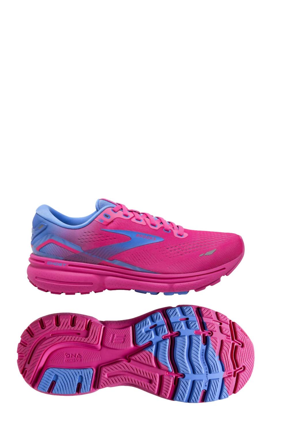 Brooks Women's Ghost 15 Running Shoes - B/medium Width In Pink Glo/blue/fuchsia