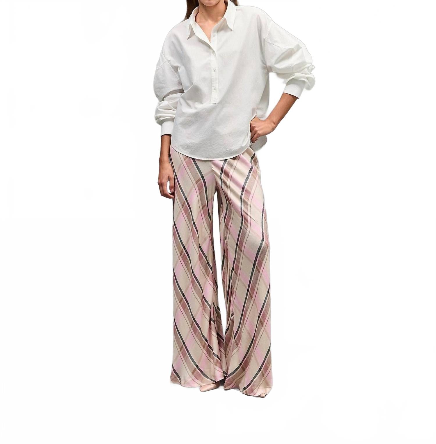 Mes Demoiselles Relaxed Flannel Pants In Dune In Pink