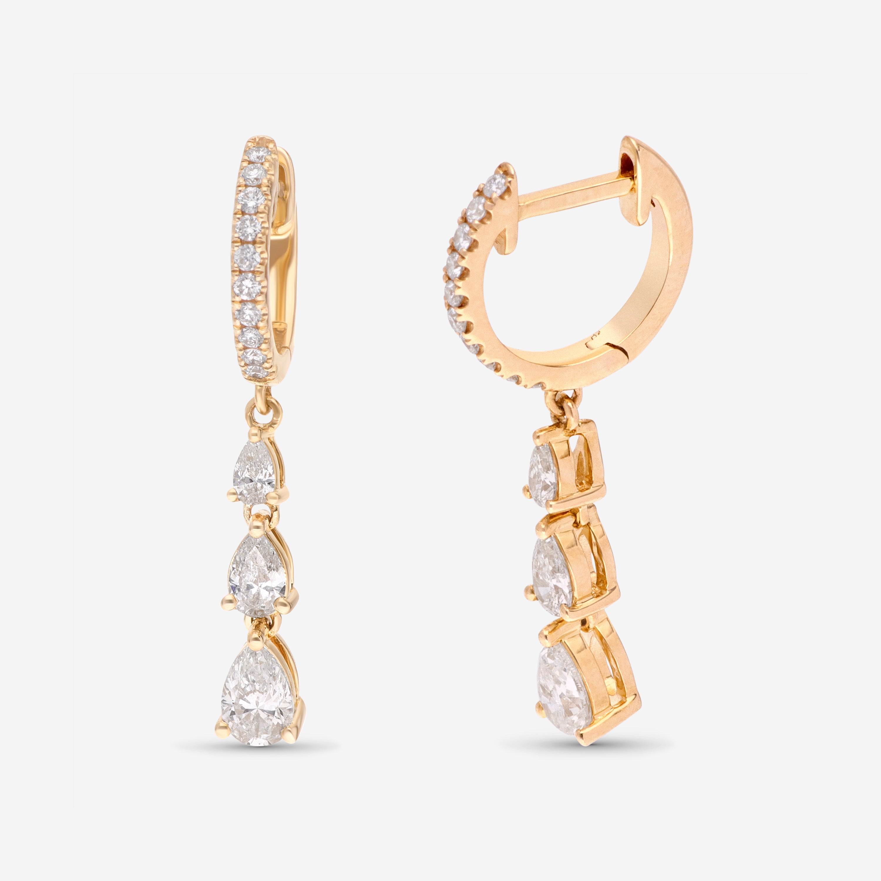 Ina Mar 14k Gold, Pear And Round Shaped Diamond 0.95ct. Tw. Drop Earrings Imkgk29 In Yellow