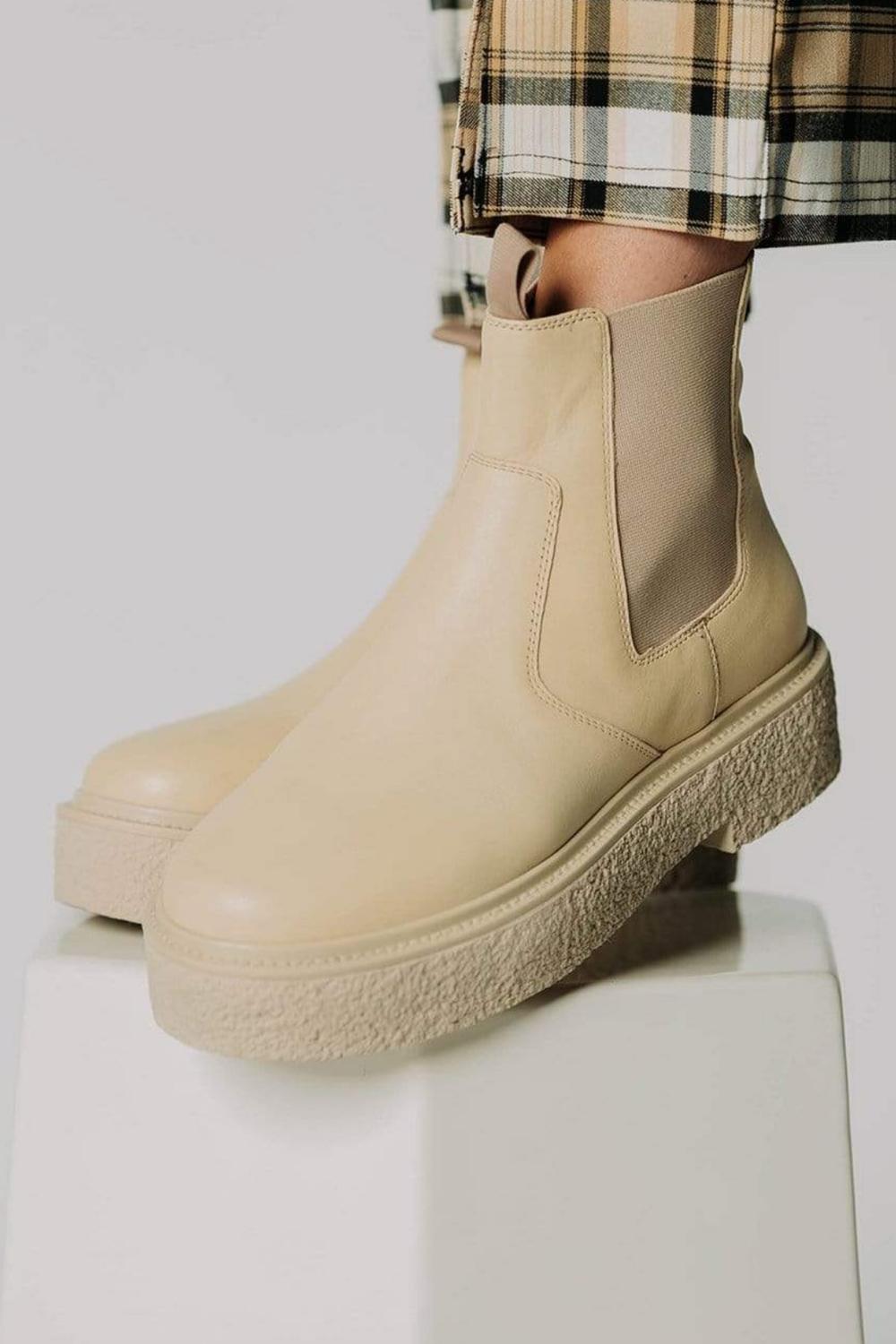 Shop Free People Carmel Chelsea Boot In Vintage Vanilla In Beige