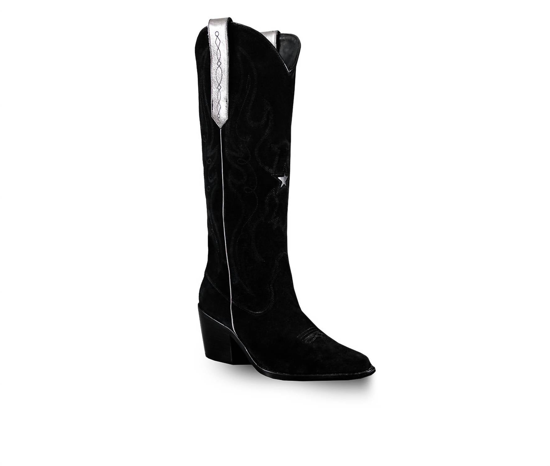 Shop Bala Di Gala Women's Knee-high Suede Leather Western Fenix Boots In Black