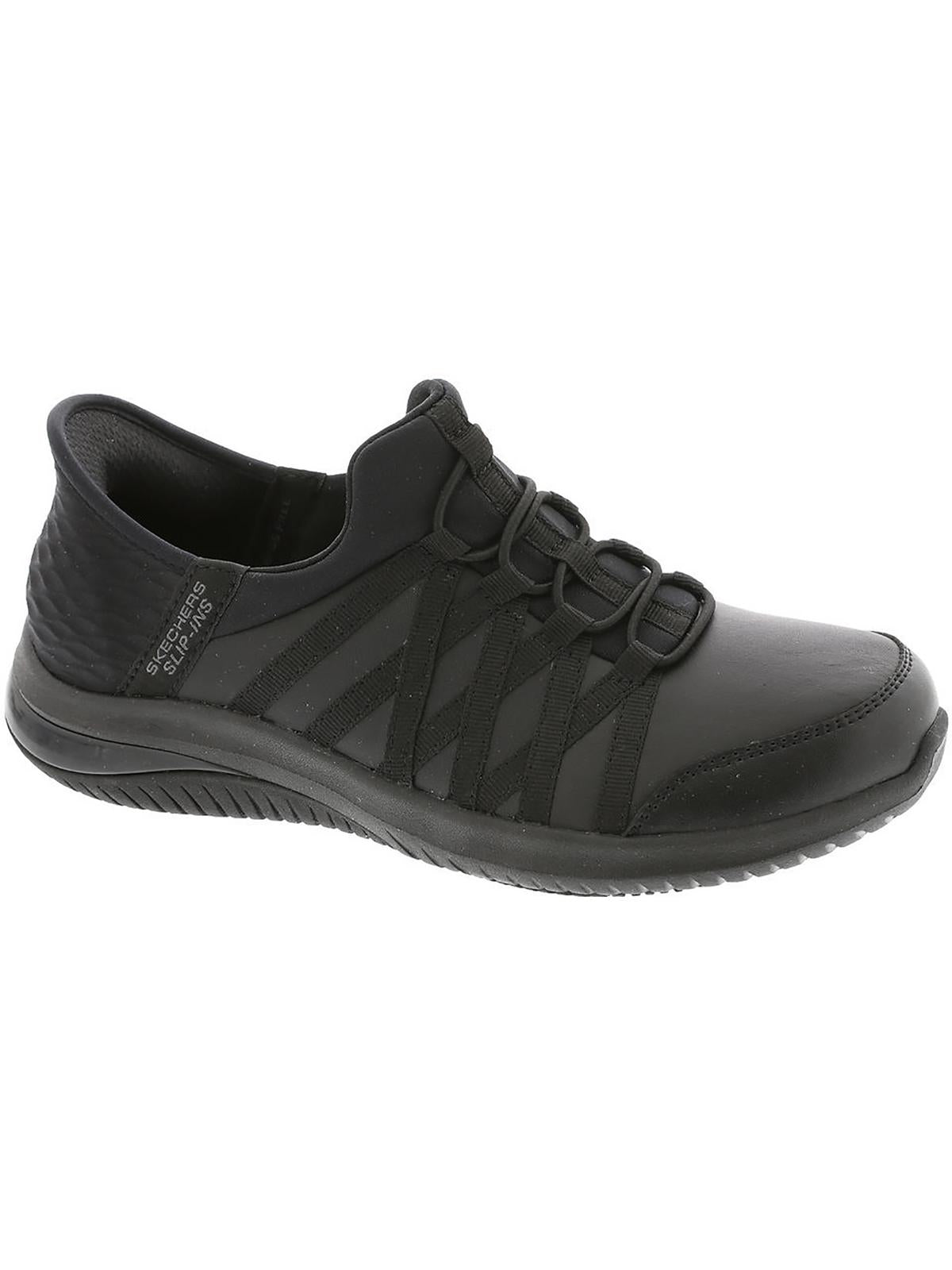 Skechers Dantey Parral Womens Laceless Leather Work & Safety Shoes In Black