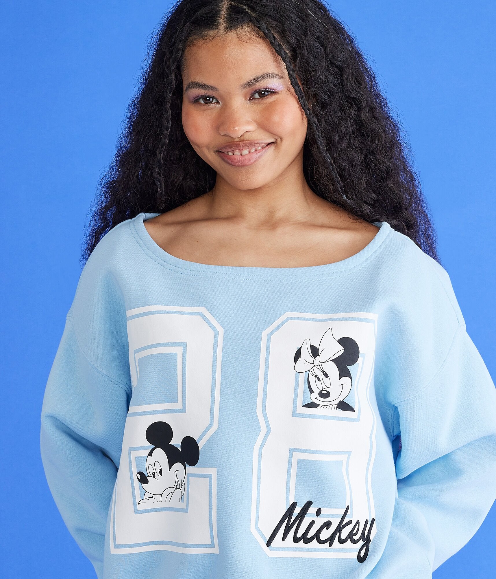Aeropostale Mickey & Friends | Mickey Mouse 28 Off-The-Shoulder Fleece Top