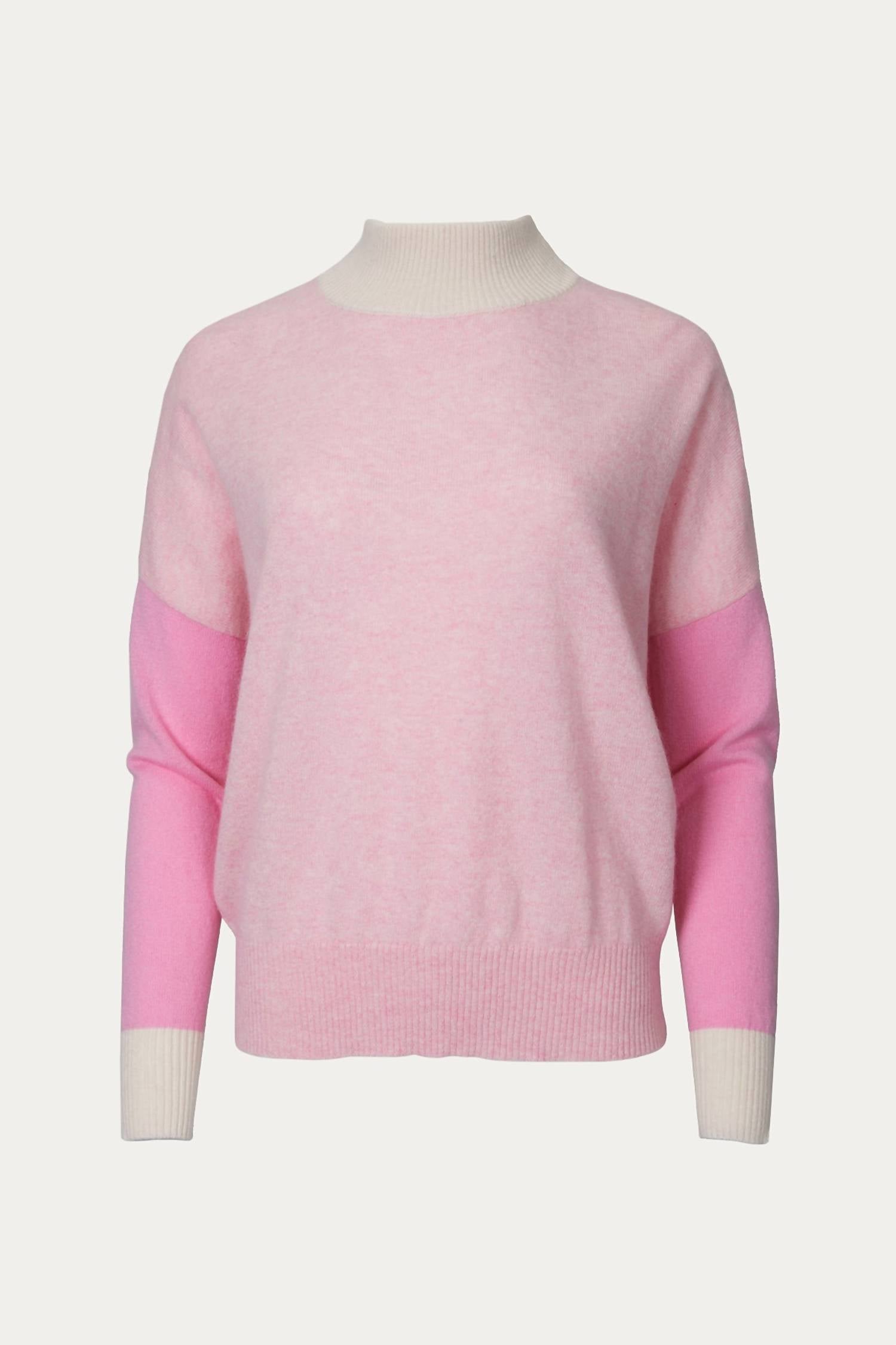 Shop Brodie Cashmere Isabella Colorblock Cashmere Jumper In Crystal Pink