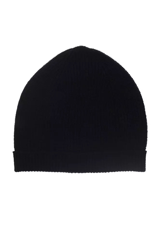 Alpha Studio Blue Merino Wool Hats & Cap In Black