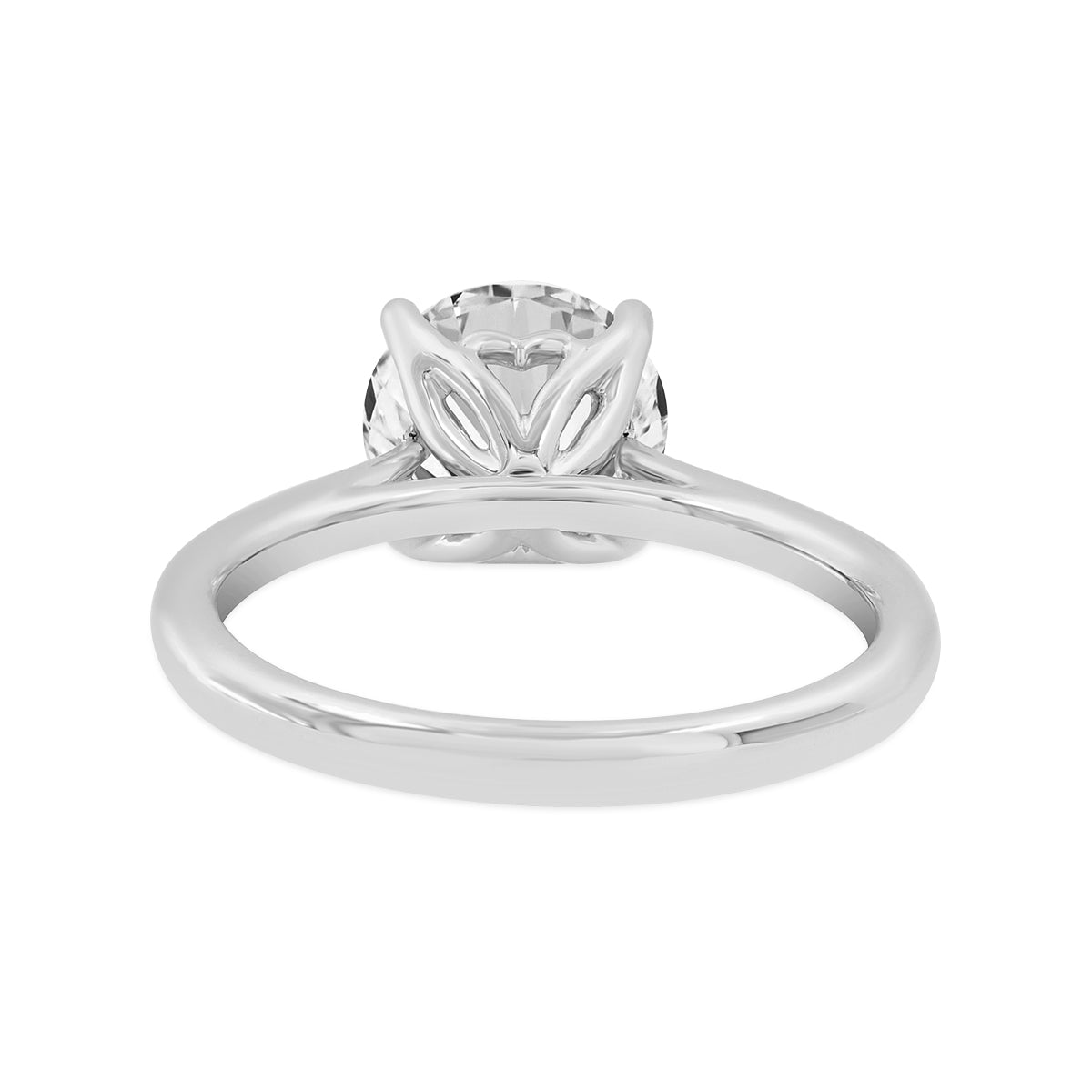 14K White Gold Round Cut Lab Grown Diamond Cathedral Engagement Ring - 2.5 ctw