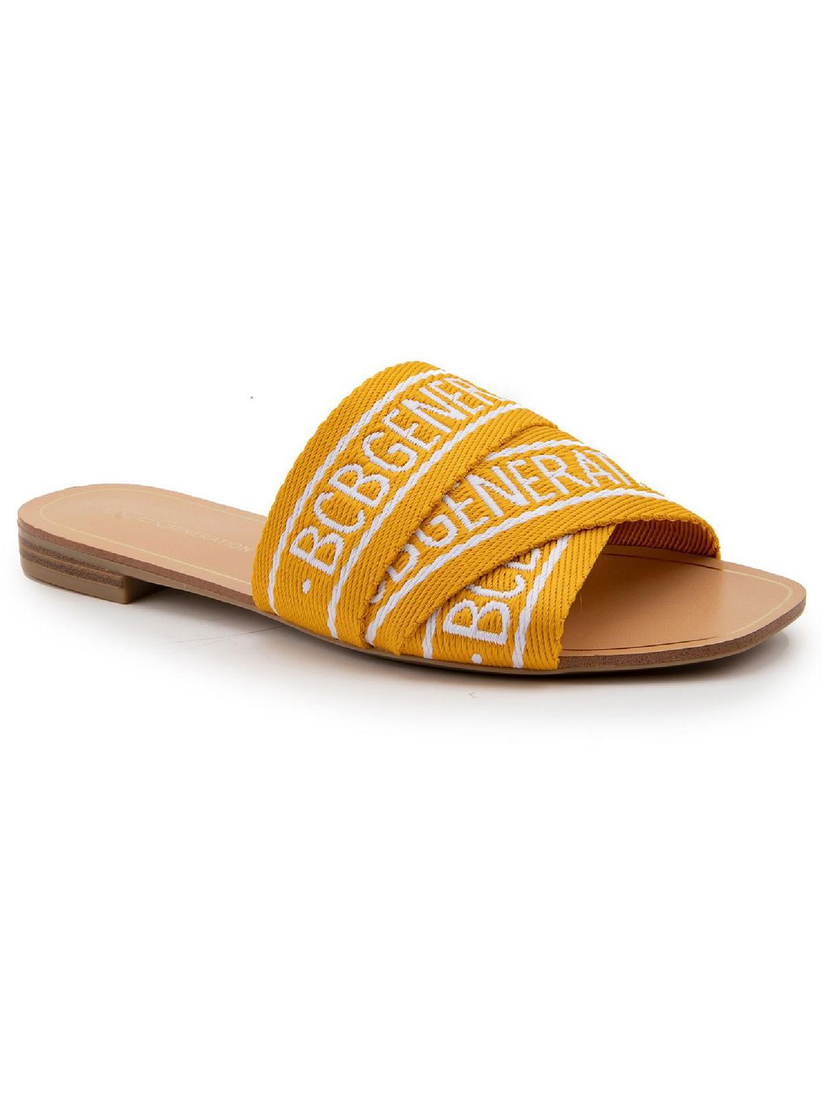 Shop Bcbgeneration Sring2021 Womens Open Toe Flat Slide Sandals In Orange