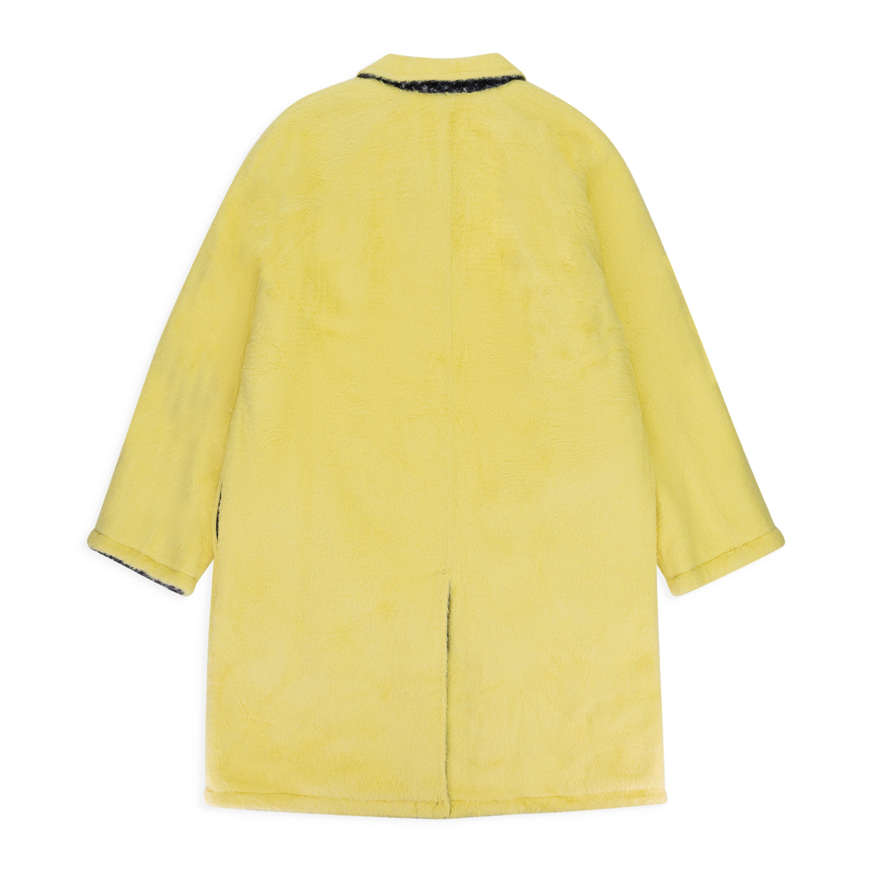Fung Lan And Co. Houndstooth Textured Reversible Mac Yellow Coat In Yellow