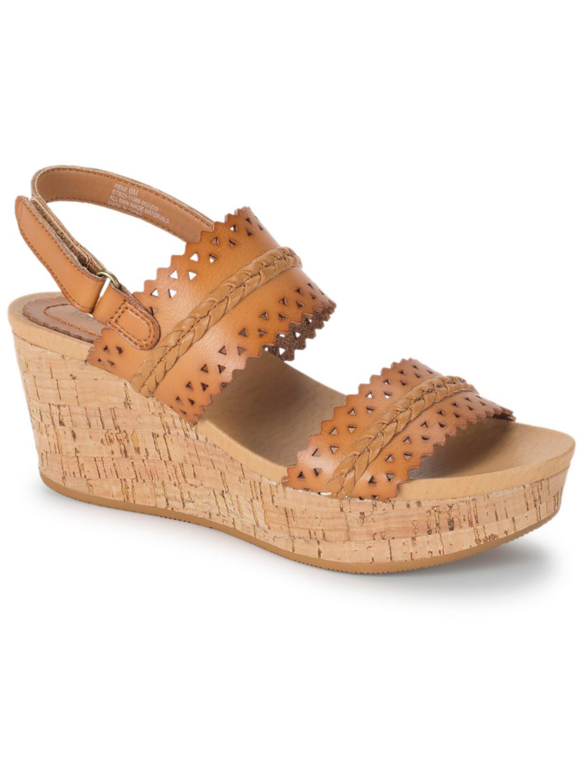 Shop Baretraps Rene Womens Faux Leather Cork Platform Sandals In Brown