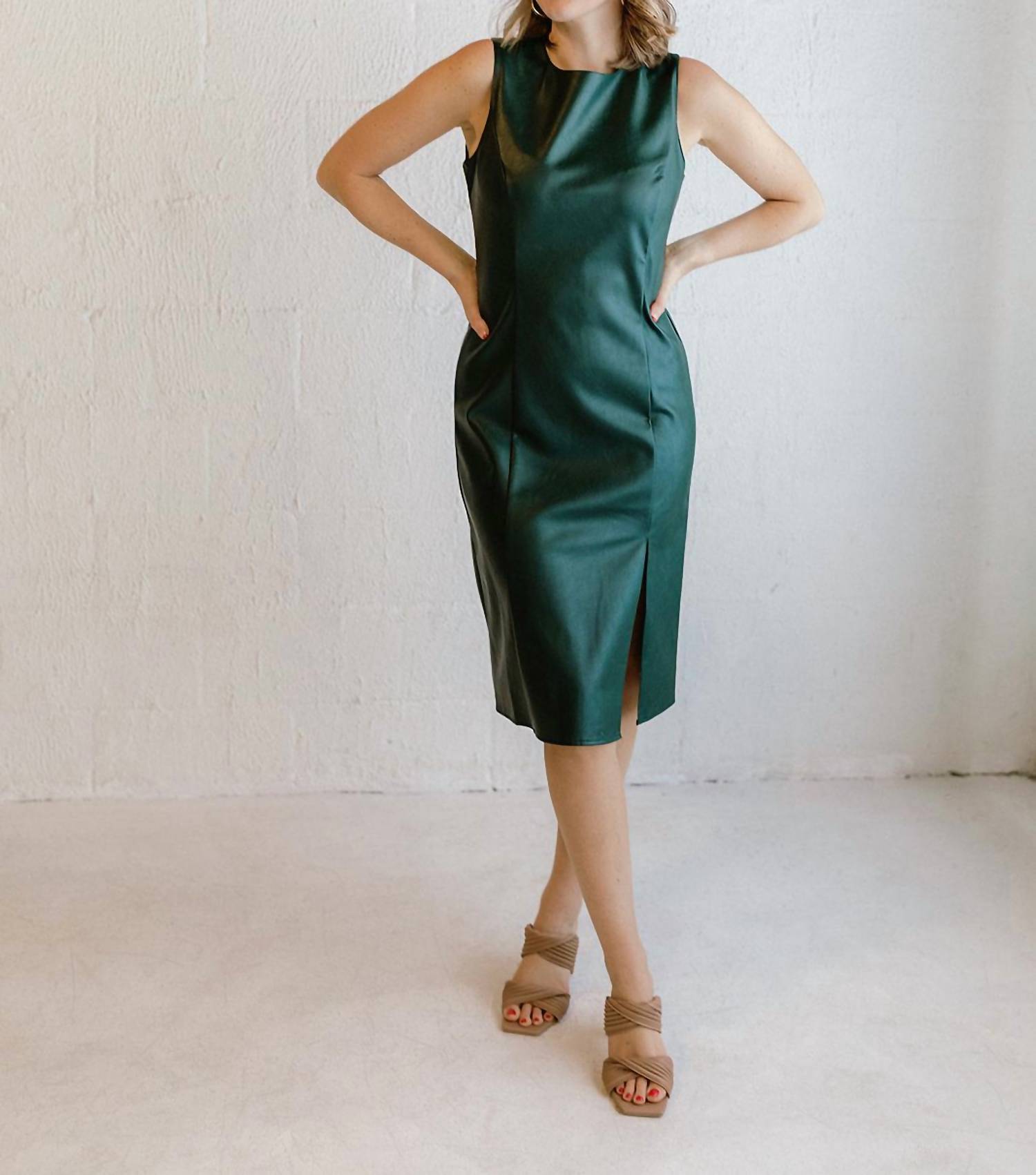 Shop Lucy Paris Suri Midi Dress In Pine In Green