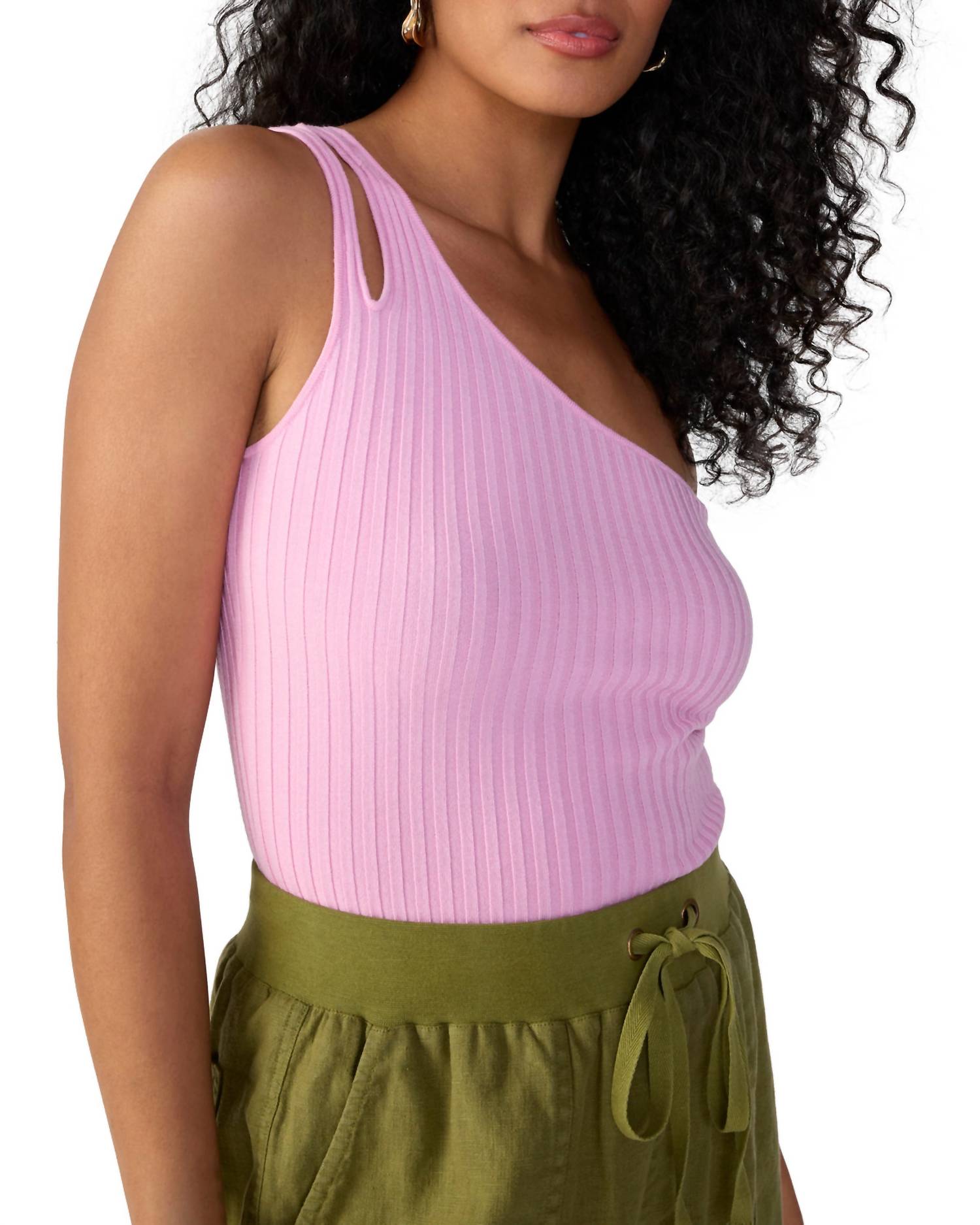 Shop Sanctuary One Shoulder Rib Tank In Pink No. 3