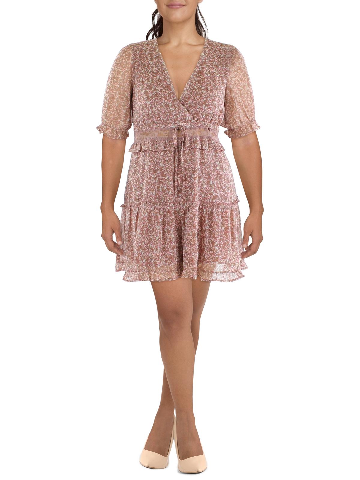 Shop Trixxi Juniors Womens Floral Short Mini Dress In Pink