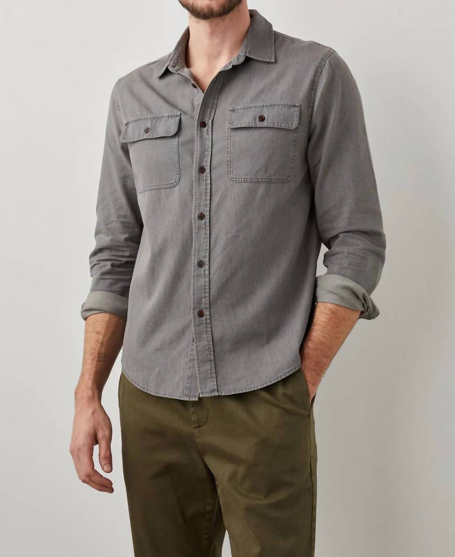 Rails Rhet Shirt In Washed Black Chambray In Multi