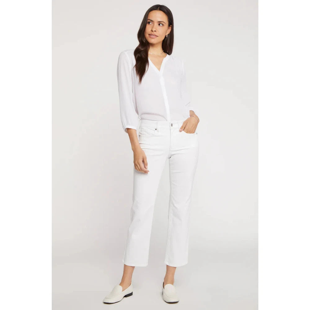 Nydj Marilyn Jeans Women's White Denim Straight Leg Zip Fly Ankle Gbo1240