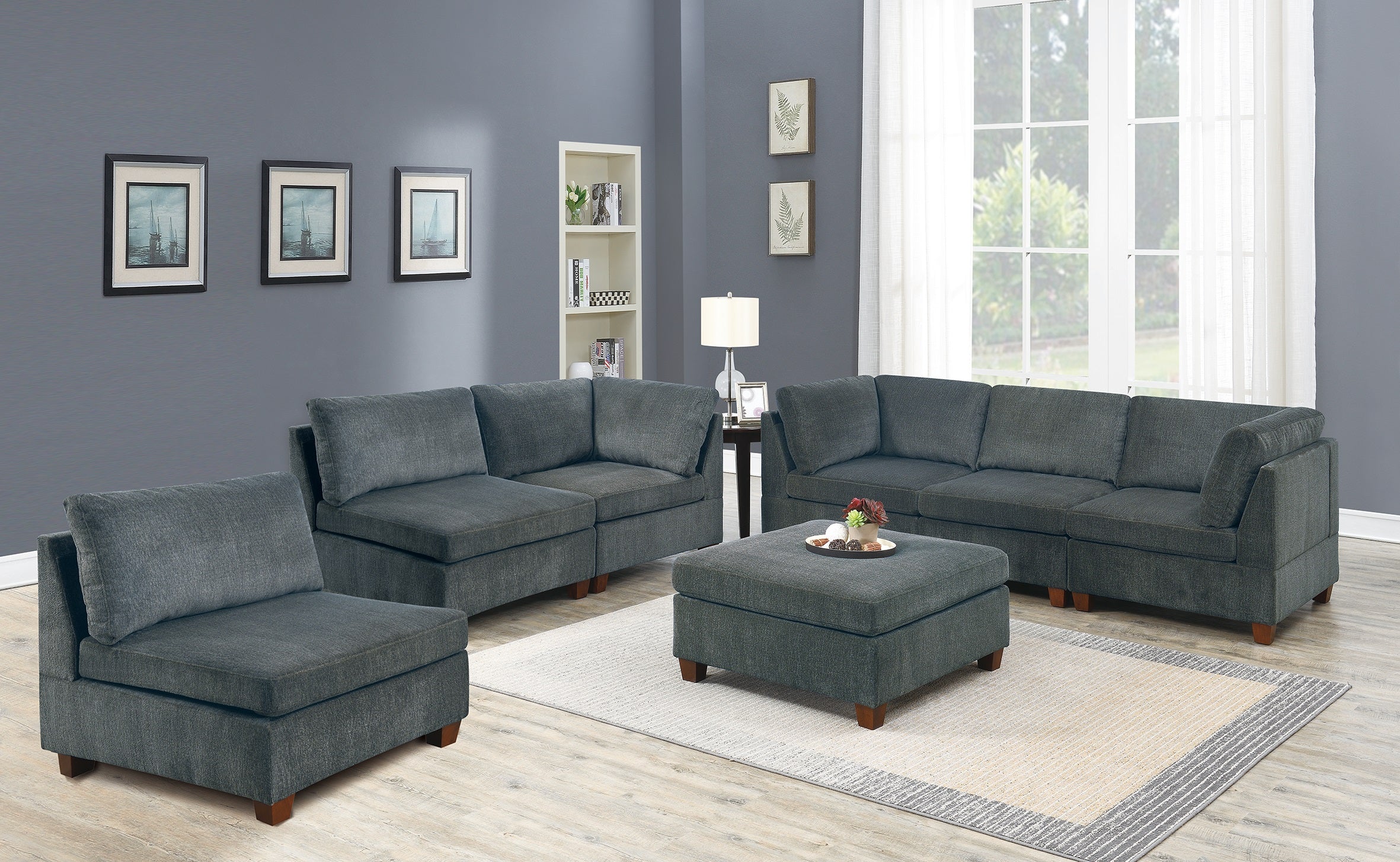 Streamdale Furniture Streamdale 7 Piece Gray Chenille Modular Sectional Sofa Set