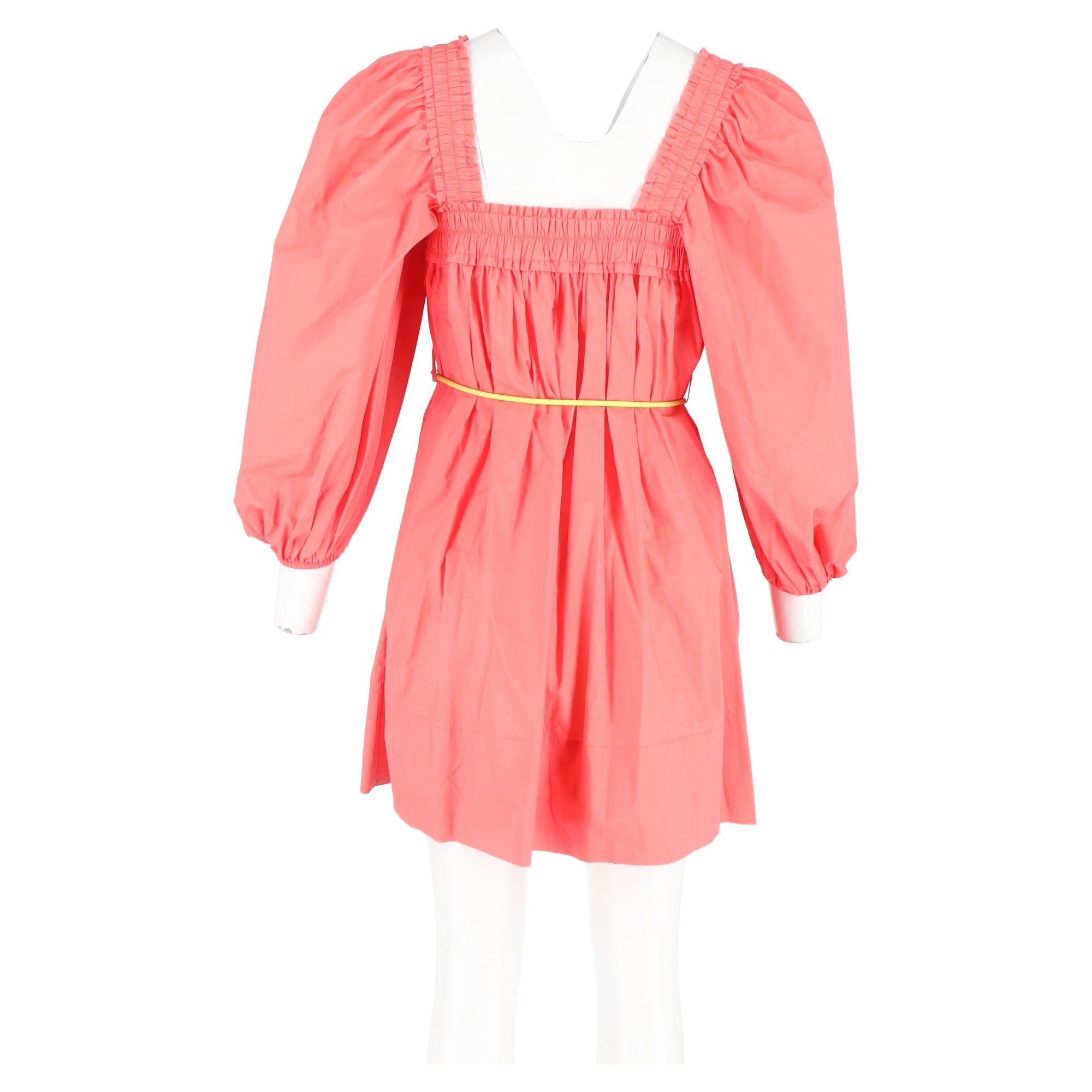 Zimmermann Nina Pleated Shirred Mini Dress In Coral Cotton