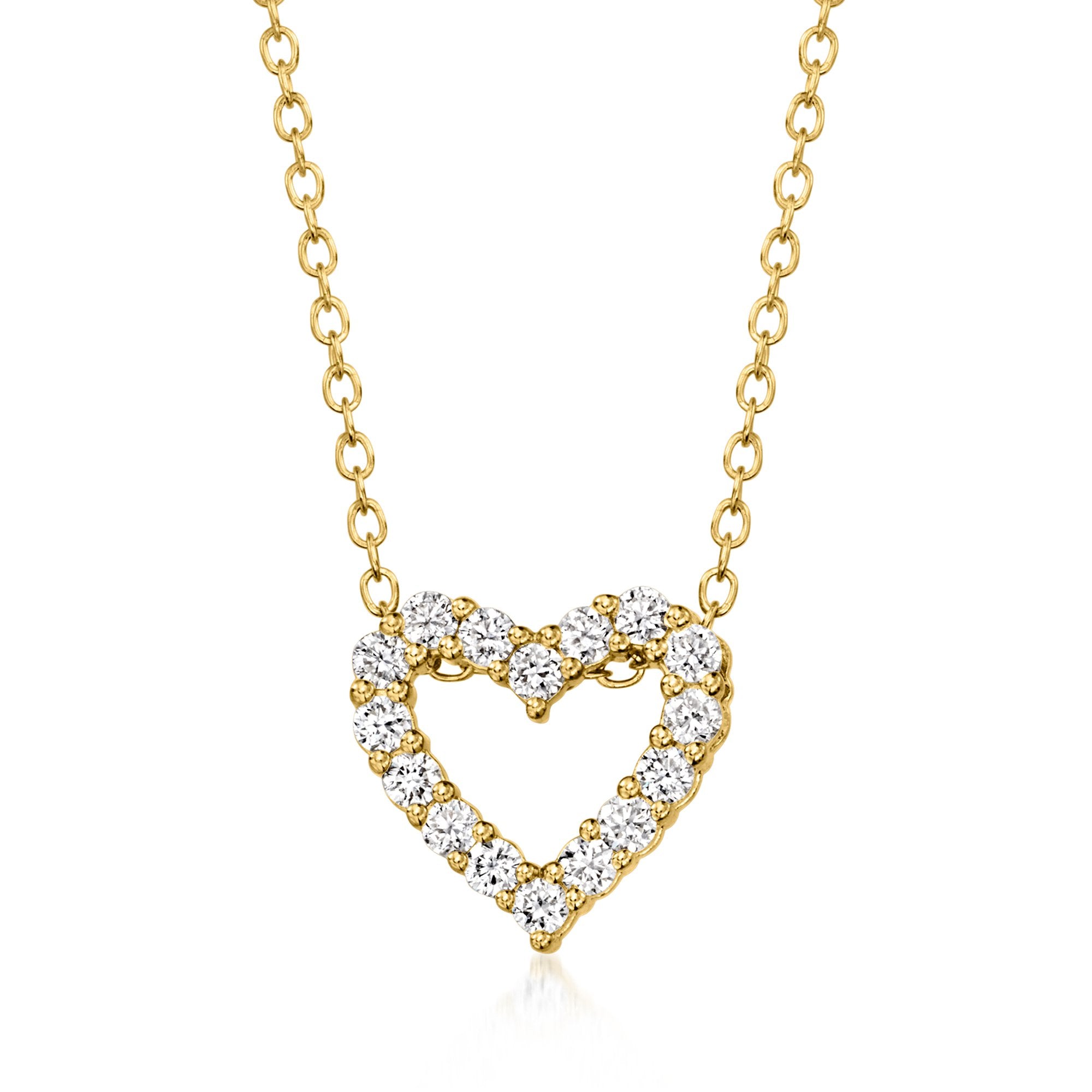 Ross-simons Lab-grown Diamond Heart Pendant Necklace In 18kt Gold Over Sterling In Multi