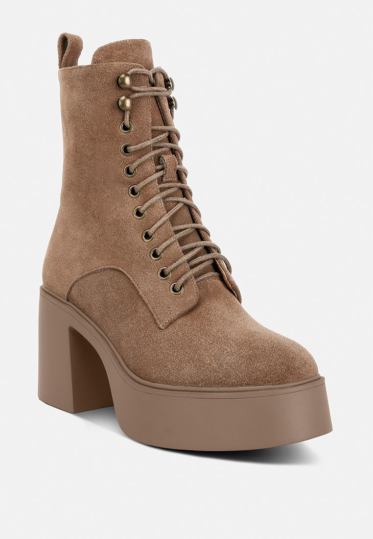 Rag & Co Carmac High Ankle Platform Boots In Tan In Multi