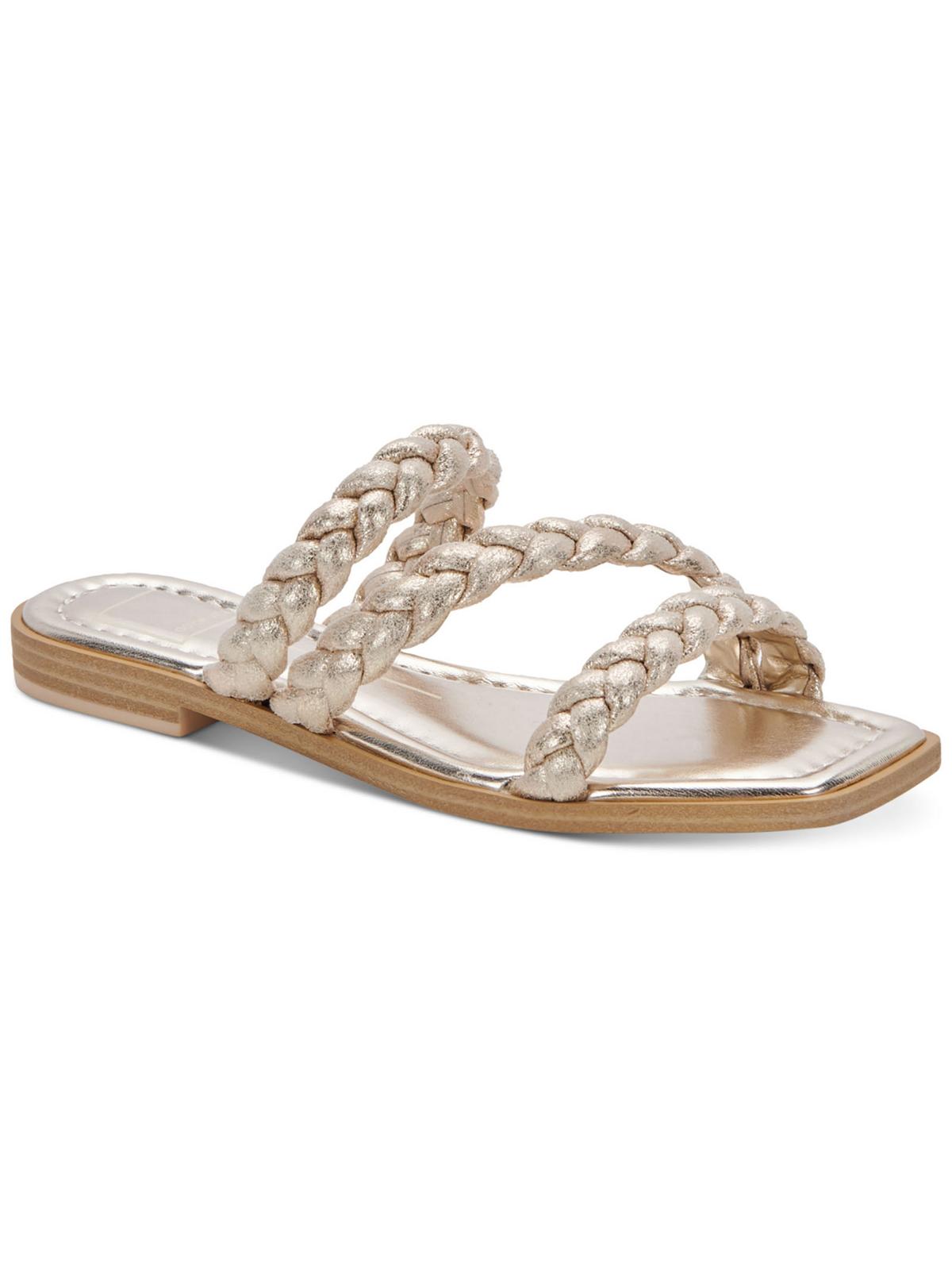 Dolce Vita Iman Womens Metallic Flat Slide Sandals In Gold