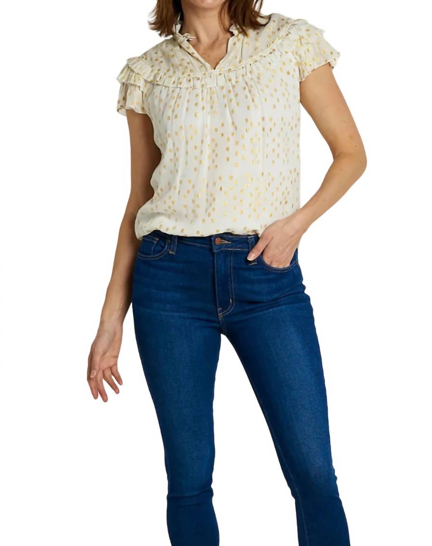 Shop Ck Bradley Silla Top In Cream/gold In Yellow